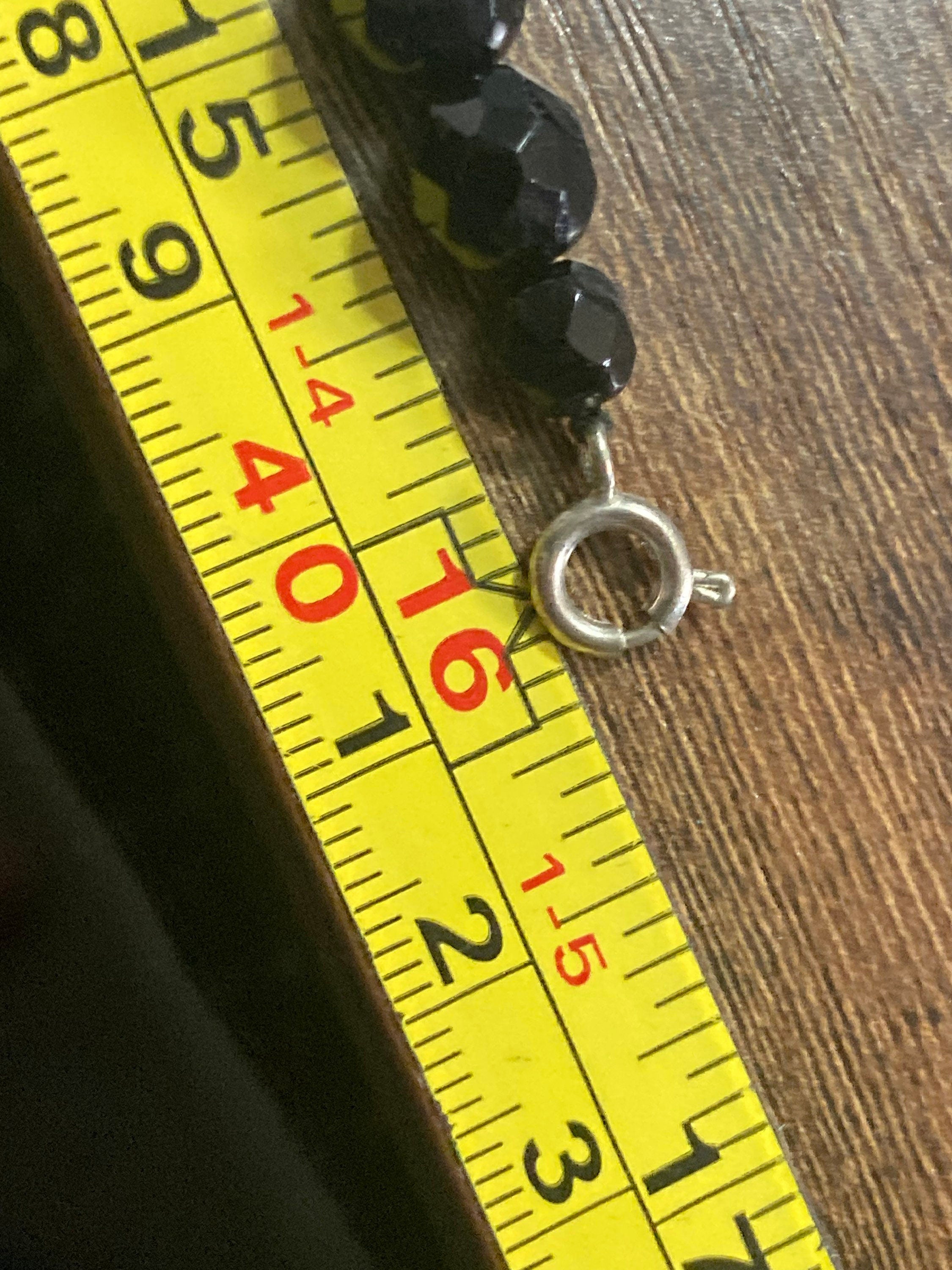 Vintage Black Crystal beaded choker necklace 40cm 16”