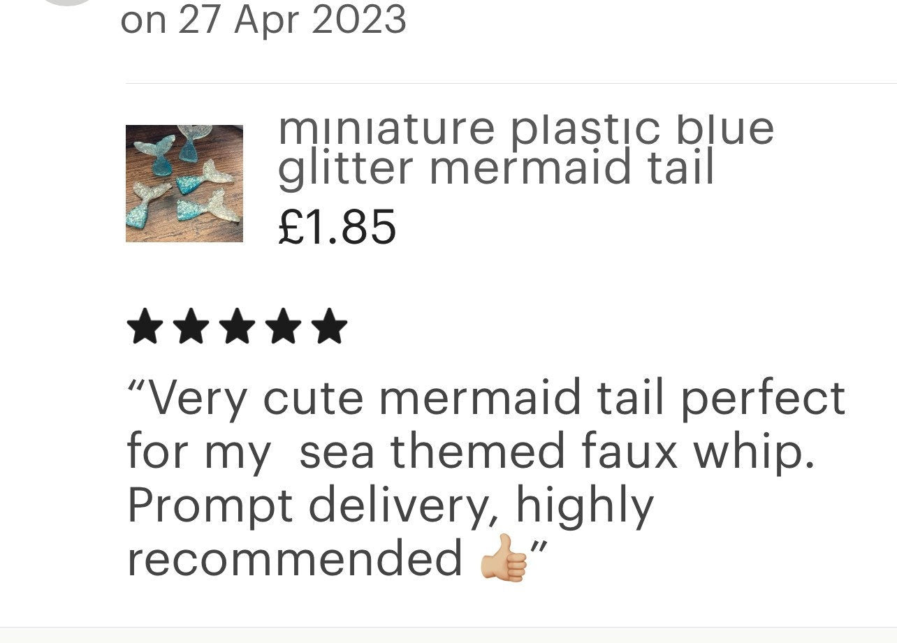 mini BLUE mermaid tail cake topper miniature plastic blue glitter scenery decoration fish