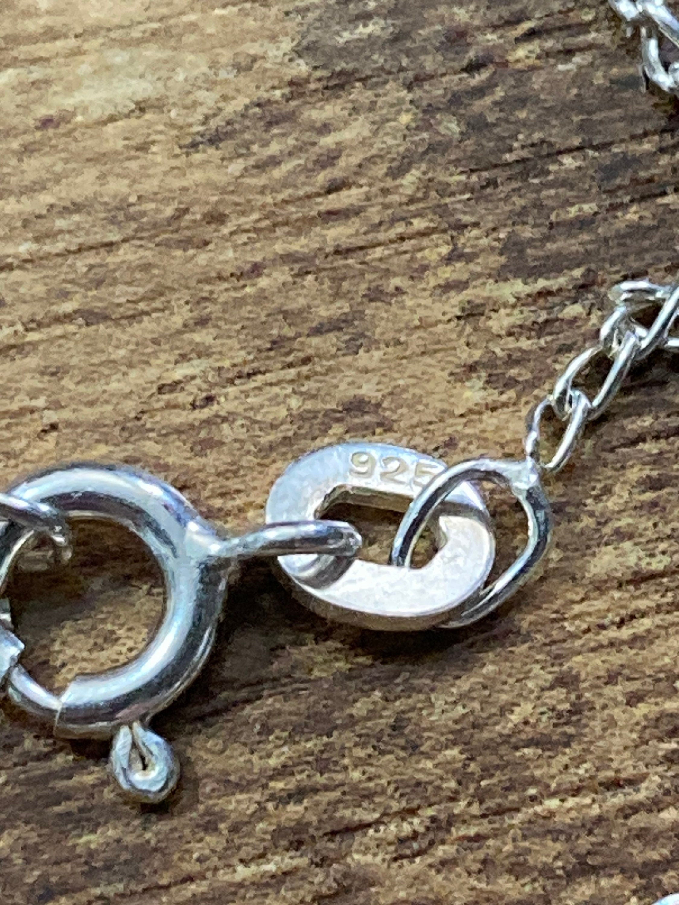 Young girls 925 sterling silver fine chain with love heart pendant 35cm