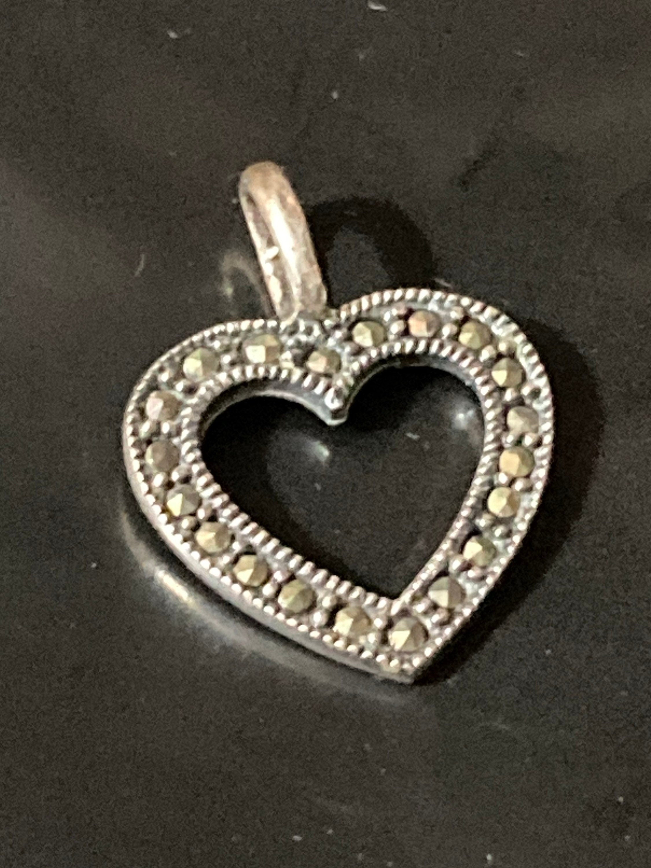 925 marcasite love heart pendant , sterling silver