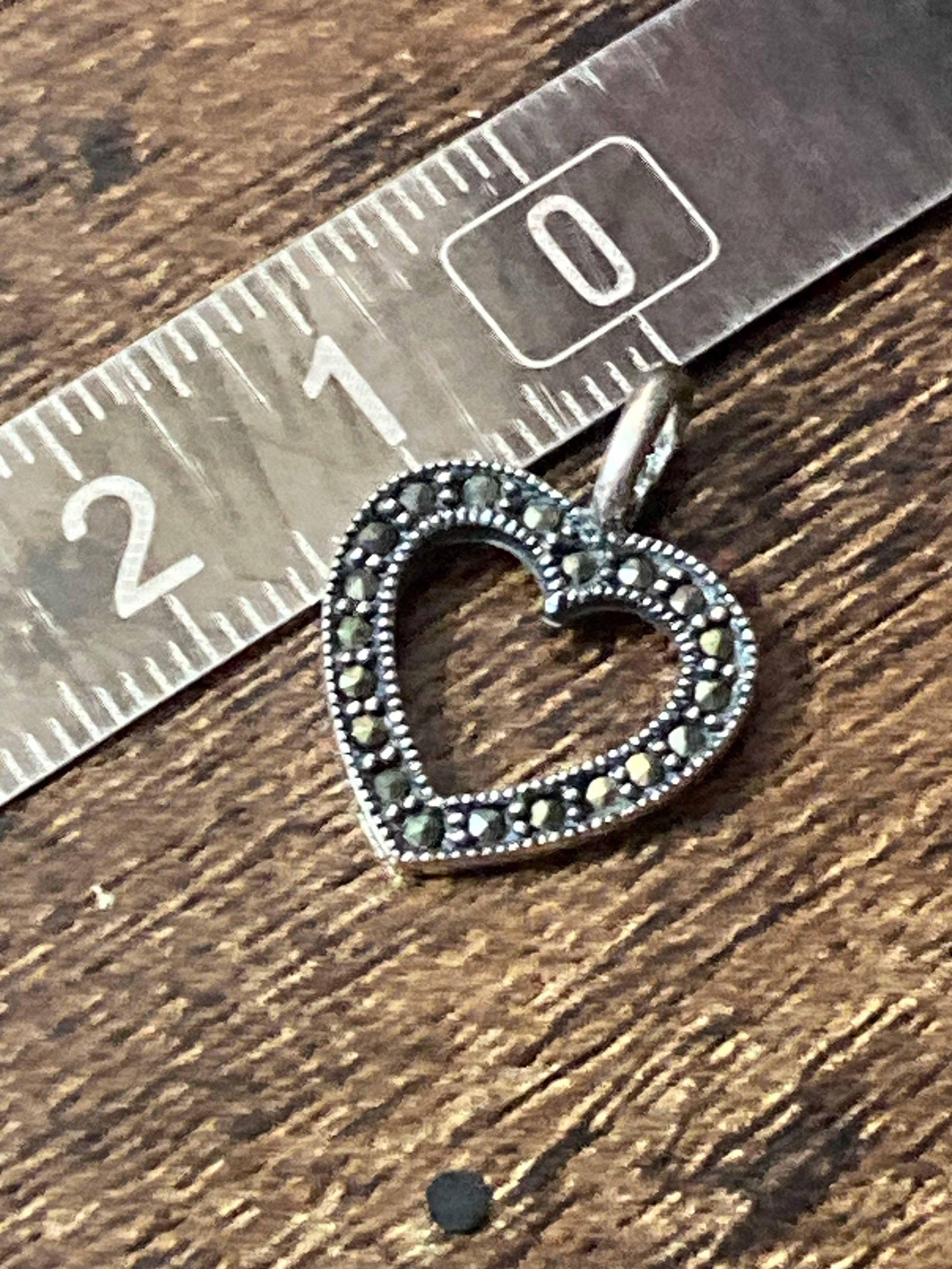 925 marcasite love heart pendant , sterling silver