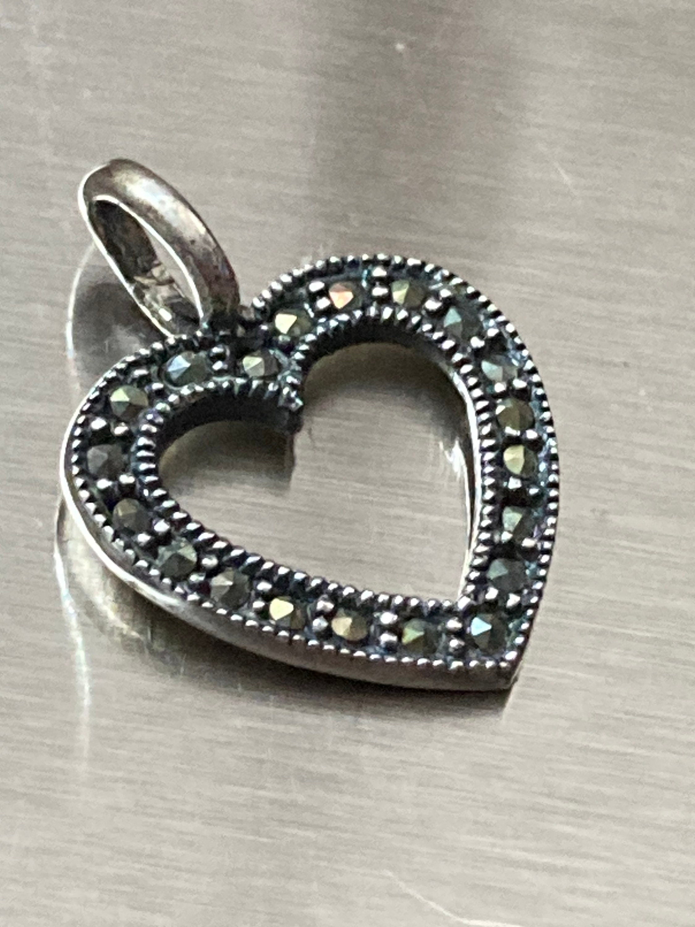 925 marcasite love heart pendant , sterling silver