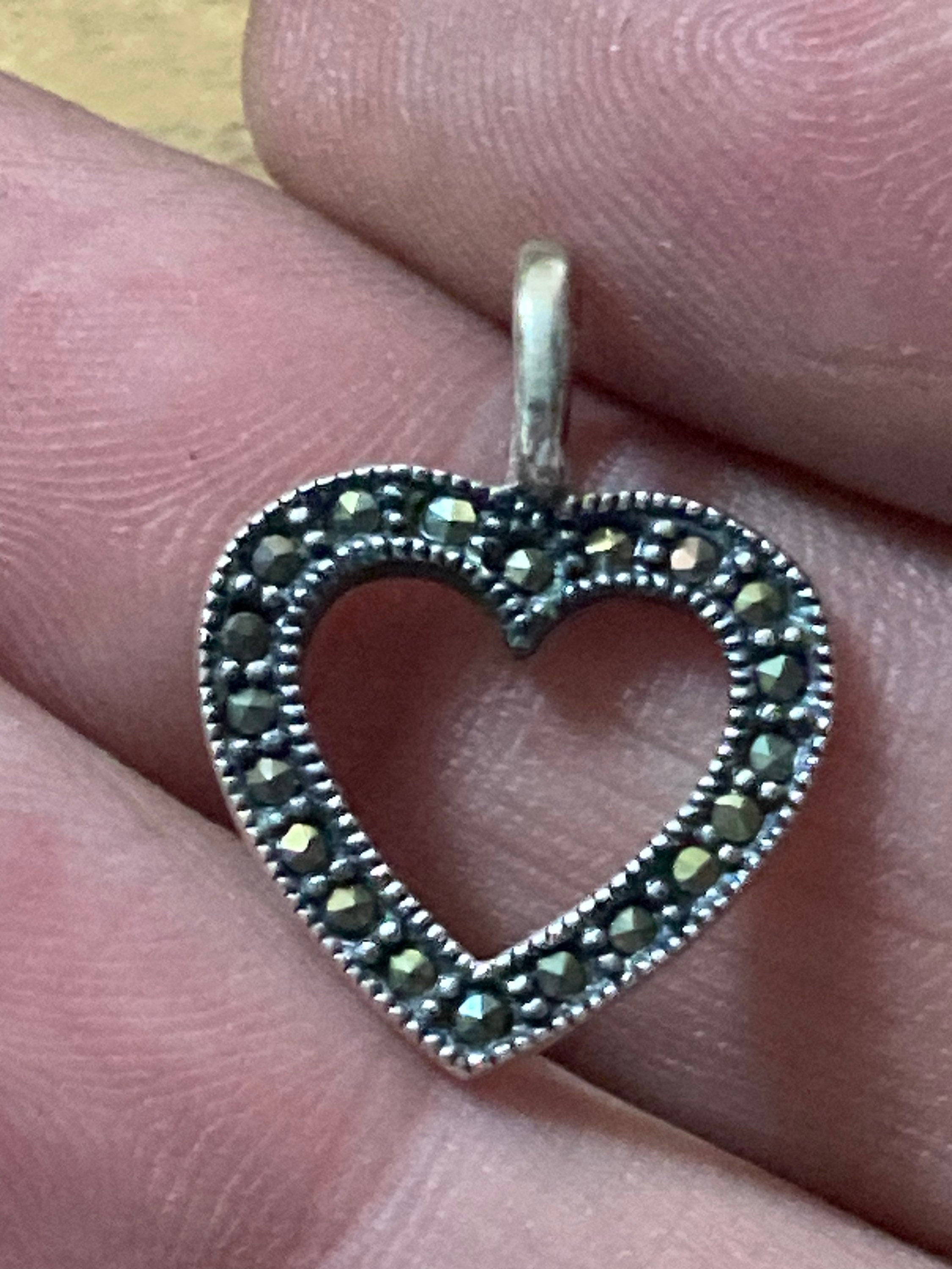 925 marcasite love heart pendant , sterling silver