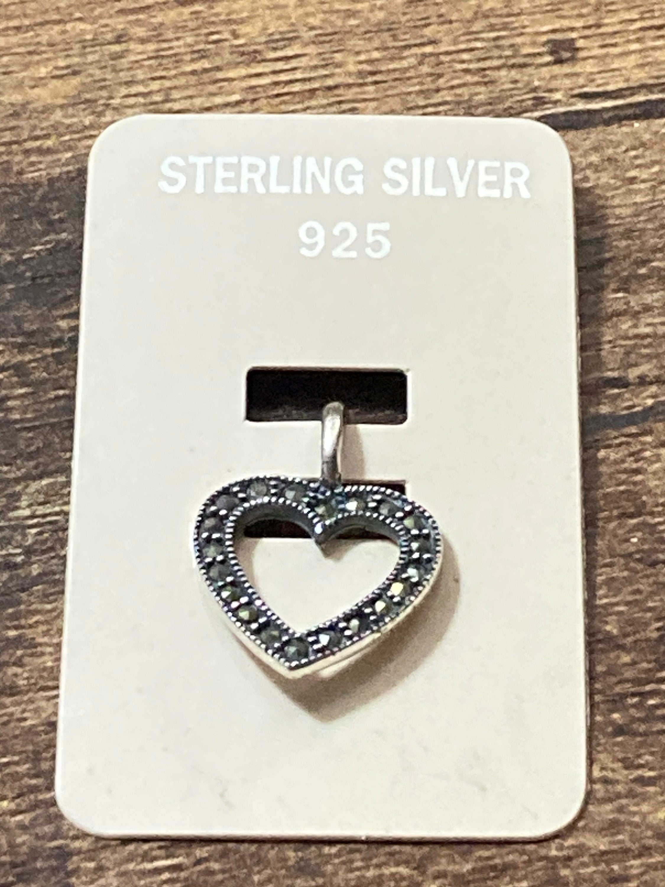 925 marcasite love heart pendant , sterling silver