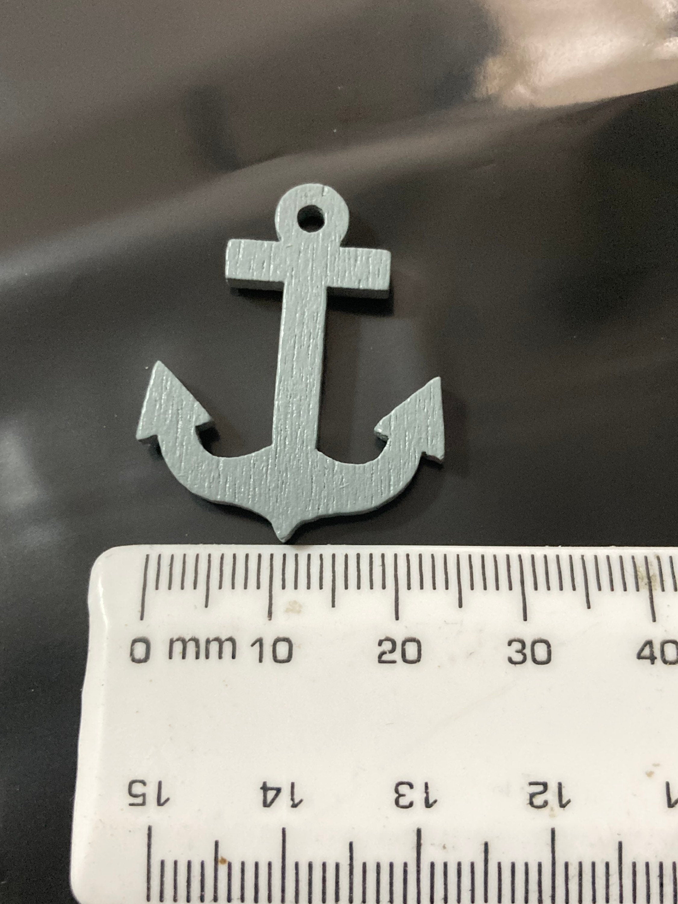 miniature grey wooden ships anchor seaside cake topper decoration craft 3 x 2.5cm scenery