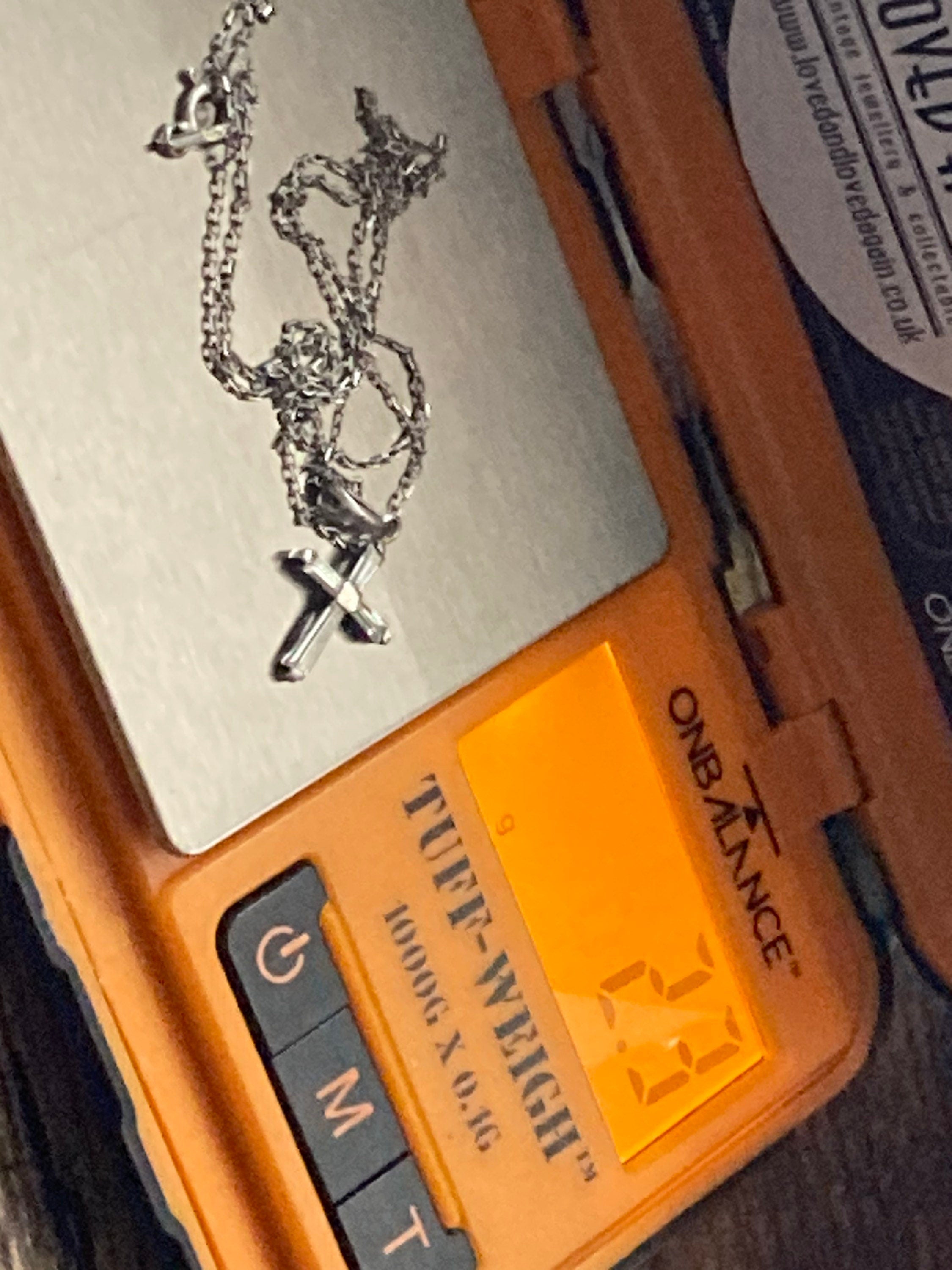 Sterling Silver Diamanté Cross Pendant Necklace, 47cm Chain