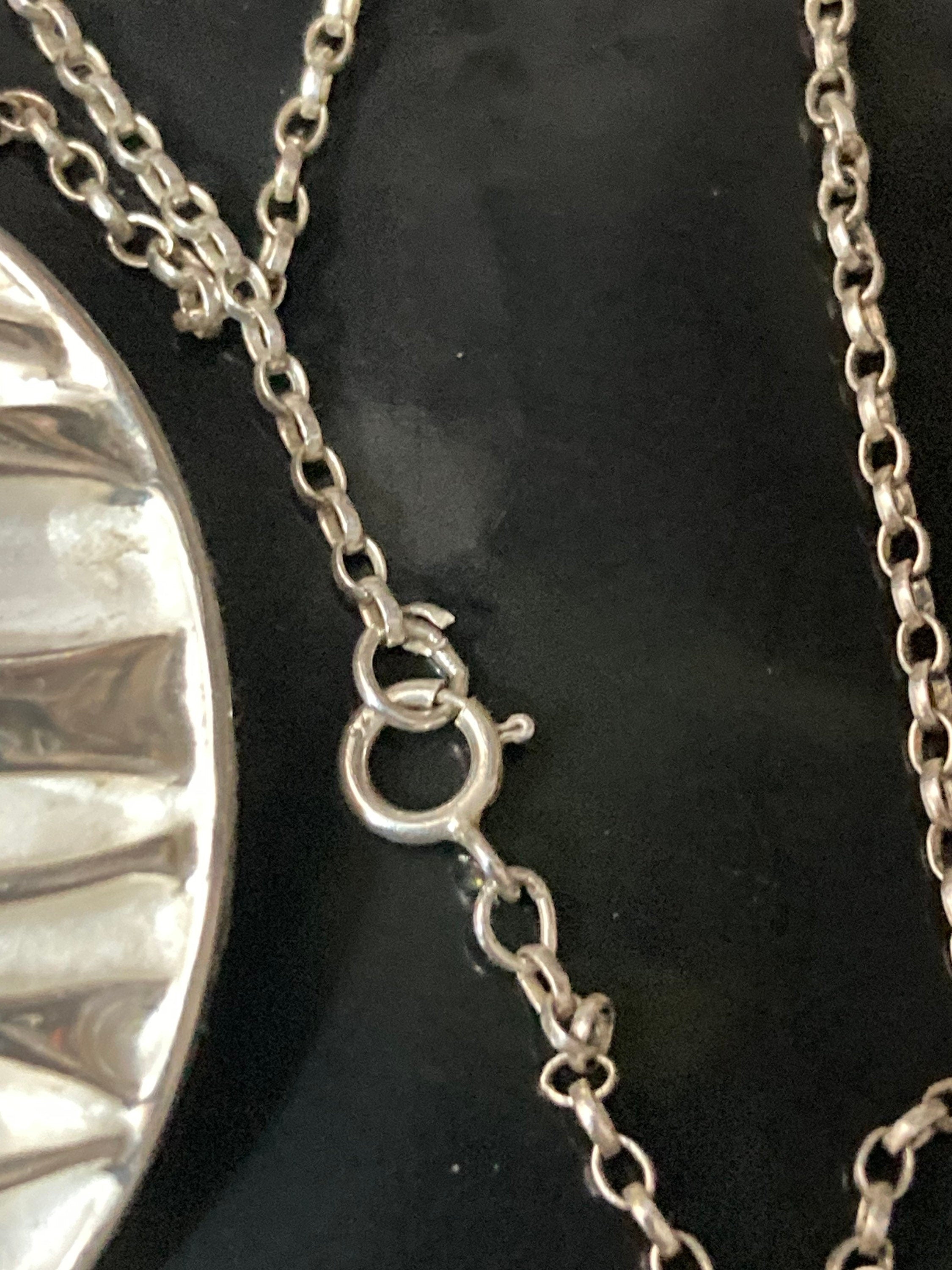 Hallmarked 925 Sterling silver brutalist ball link modernist pendant necklace on chain