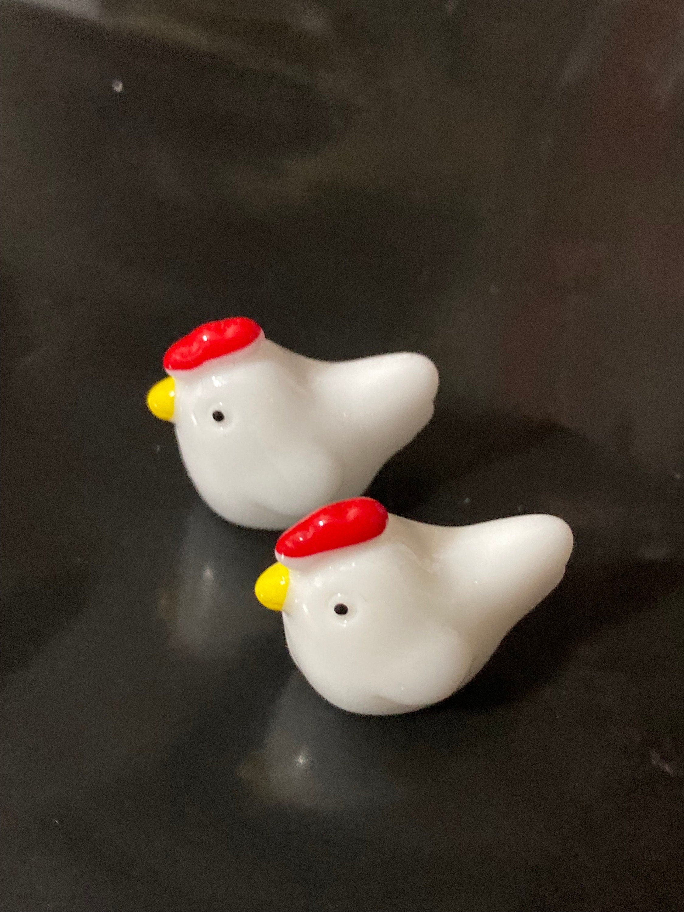 2 x miniature hen chicken figures cake toppers farmyard dollshouse decorations