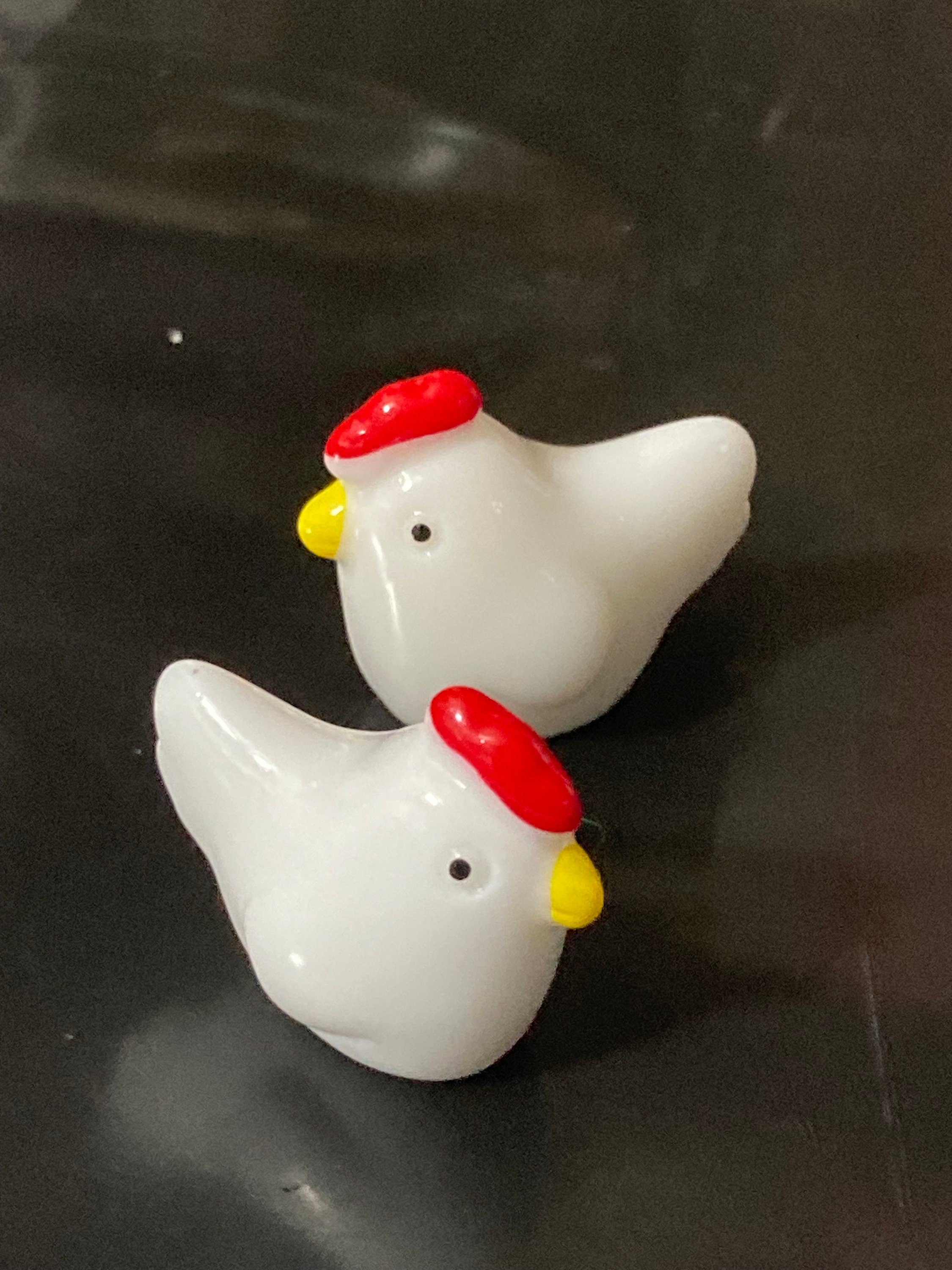 2 x miniature hen chicken figures cake toppers farmyard dollshouse decorations