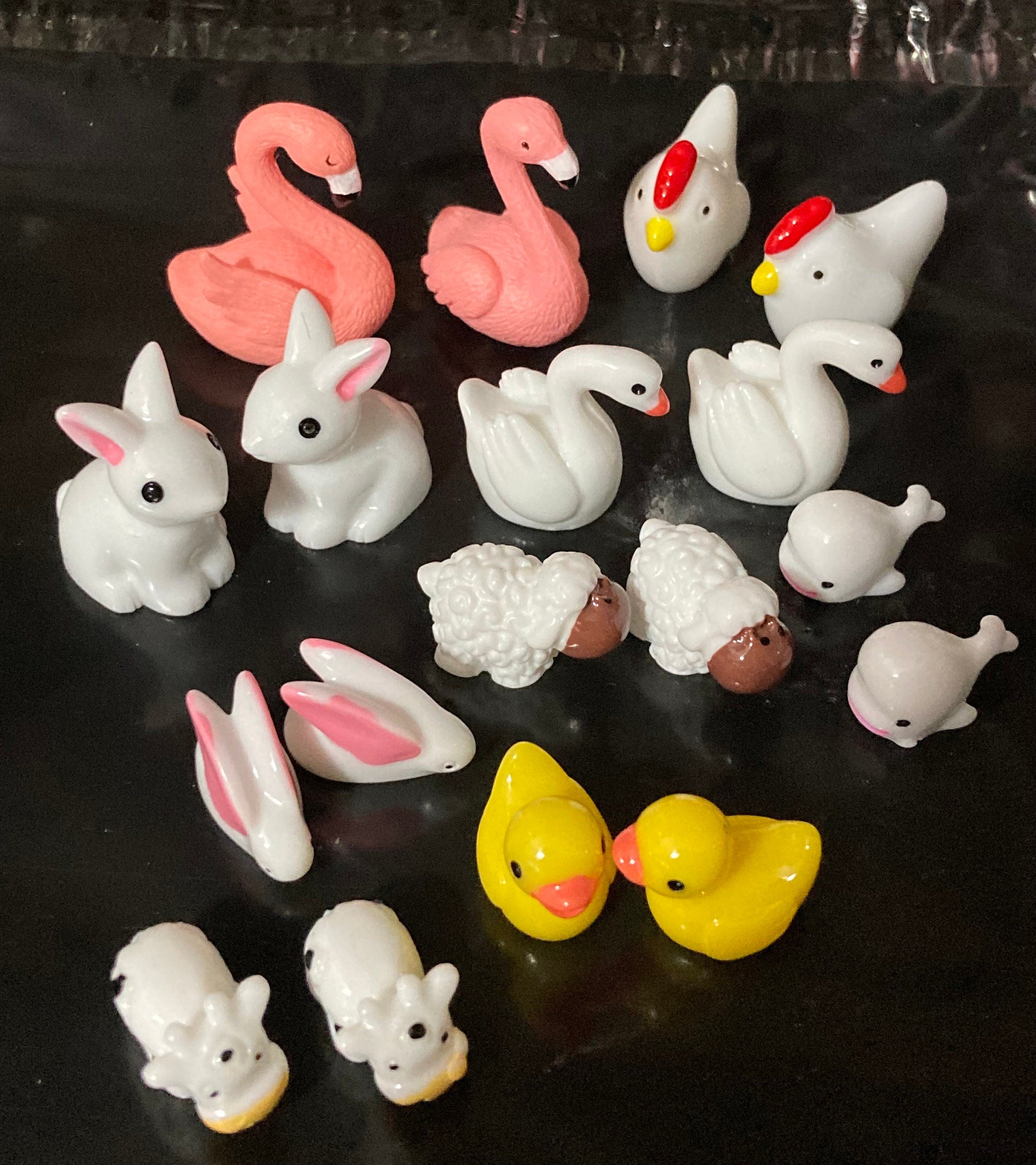 2 x miniature hen chicken figures cake toppers farmyard dollshouse decorations