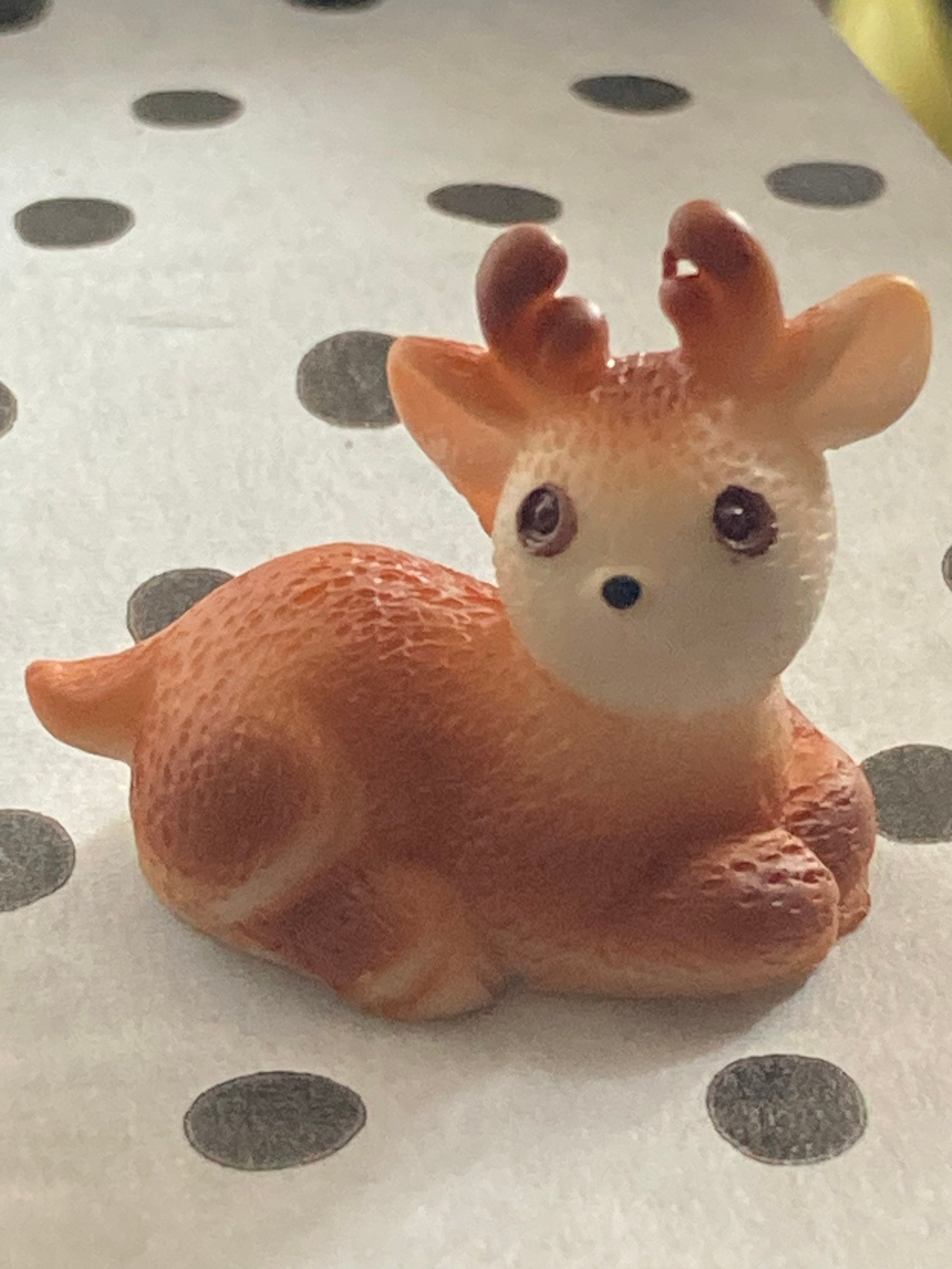 Miniature deer christmas cake topper decoration, reusable plastic