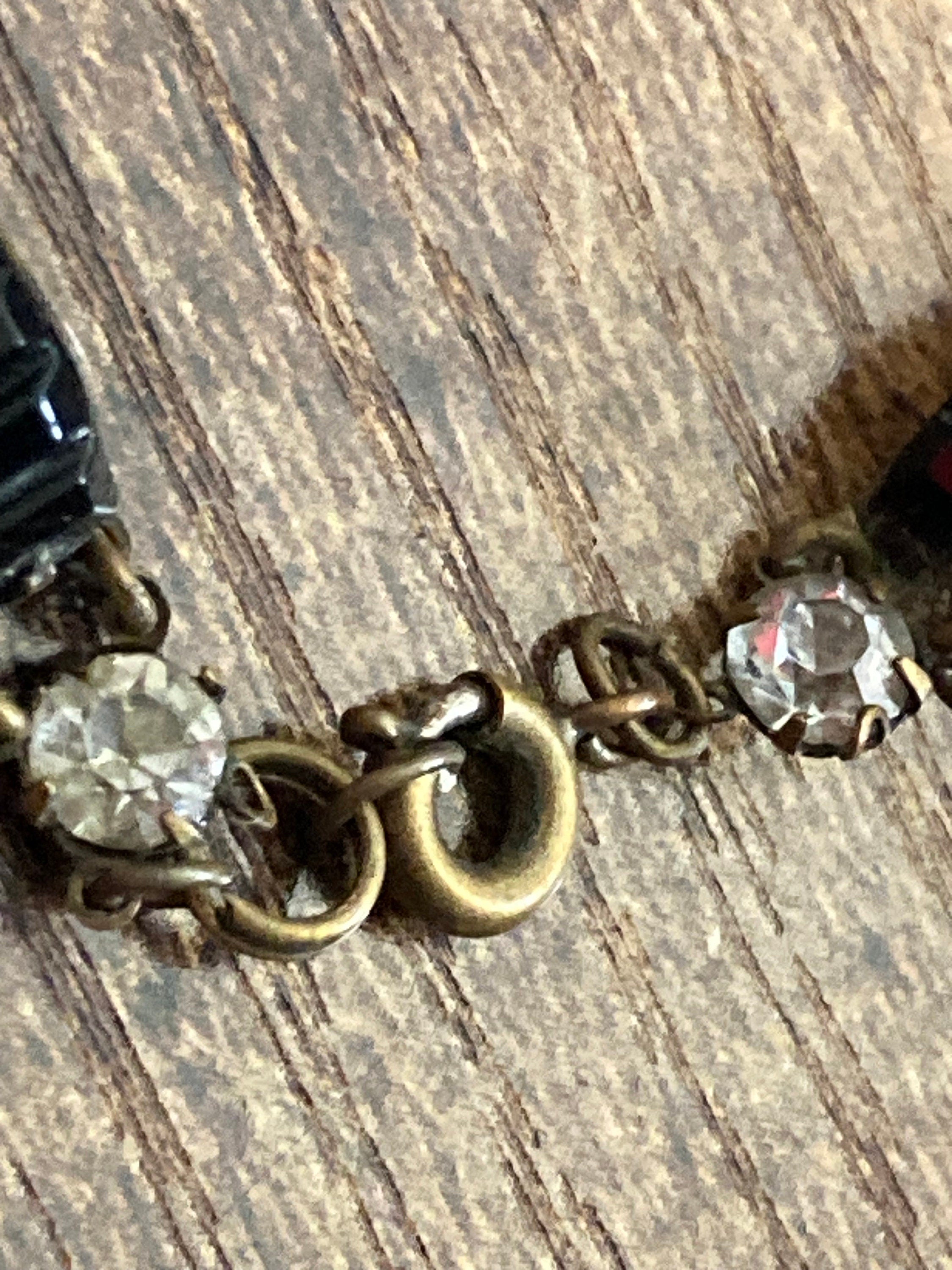 Victorian black Vauxhall glass and clear paste bracelet