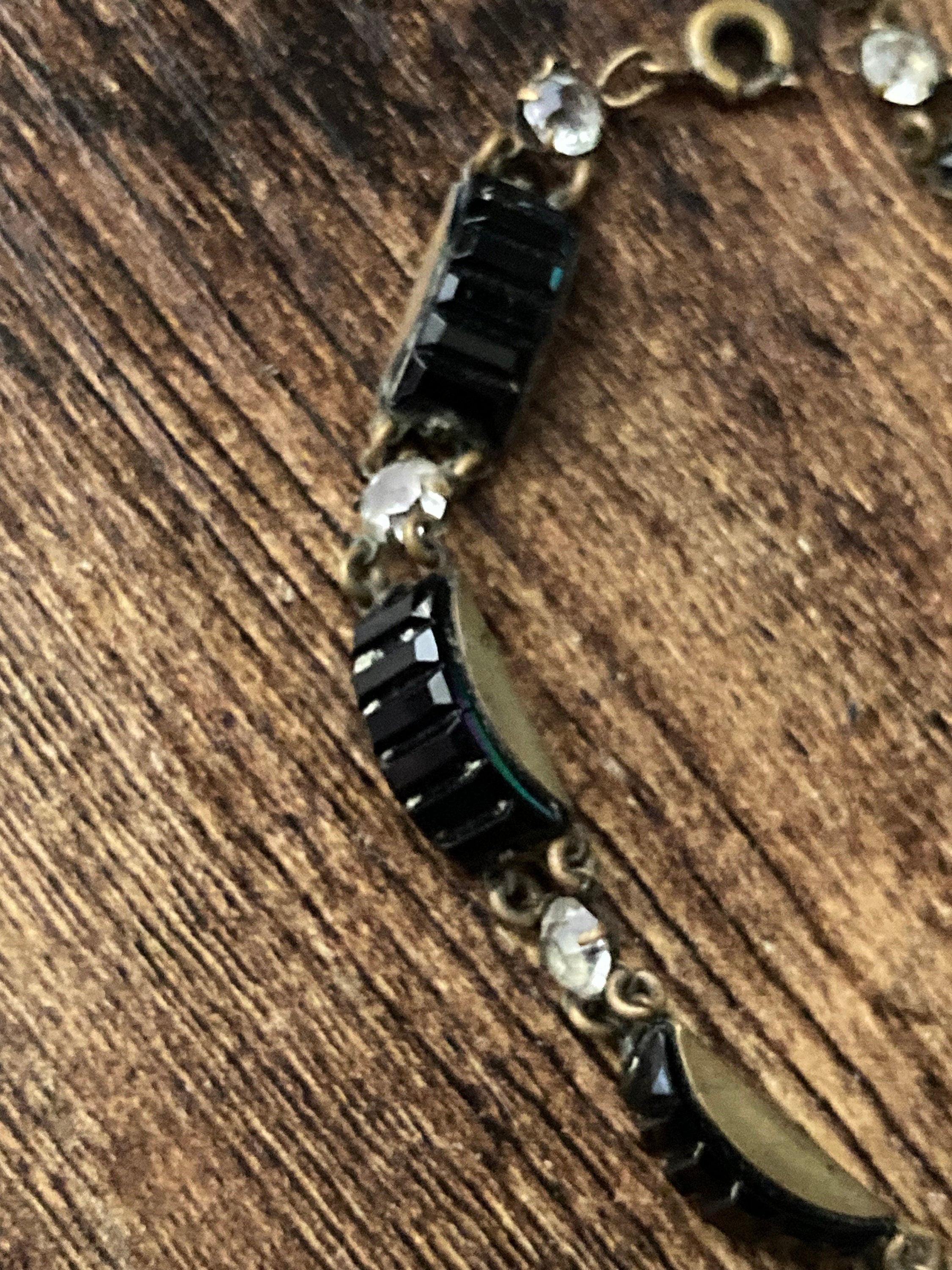 Victorian black Vauxhall glass and clear paste bracelet