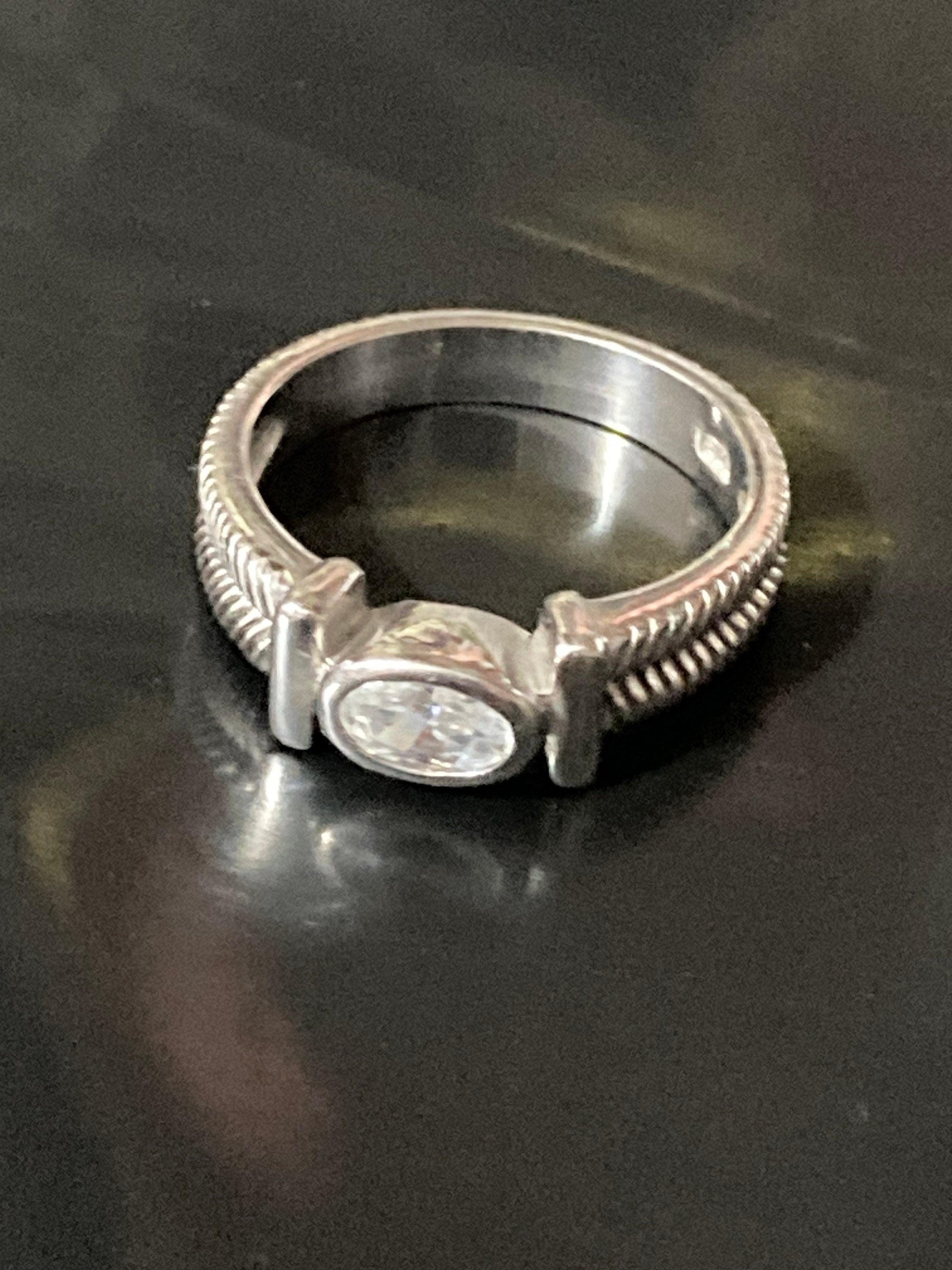 diamanté dress ring size N, 925 sterling silver