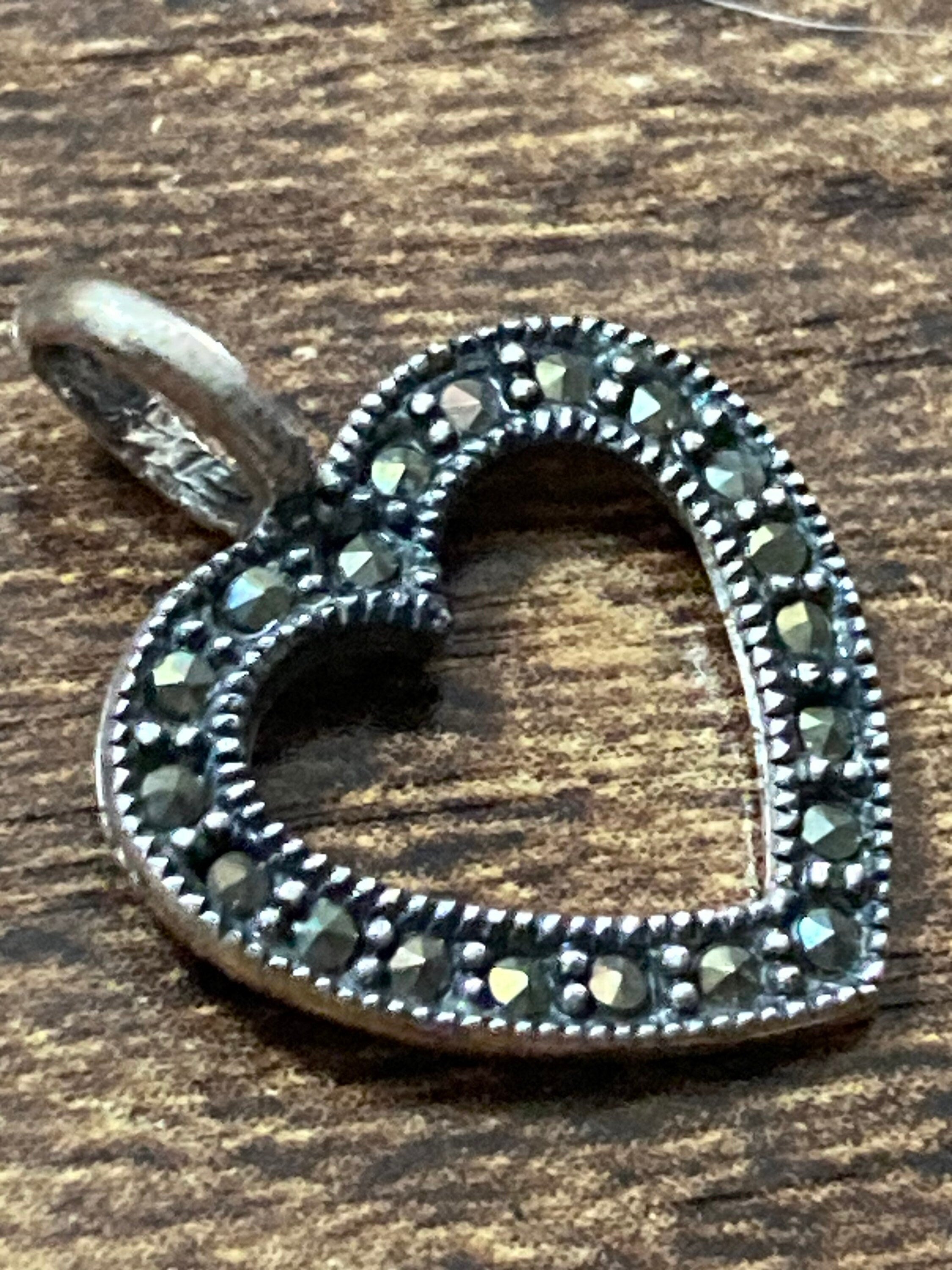 925 marcasite love heart pendant , sterling silver