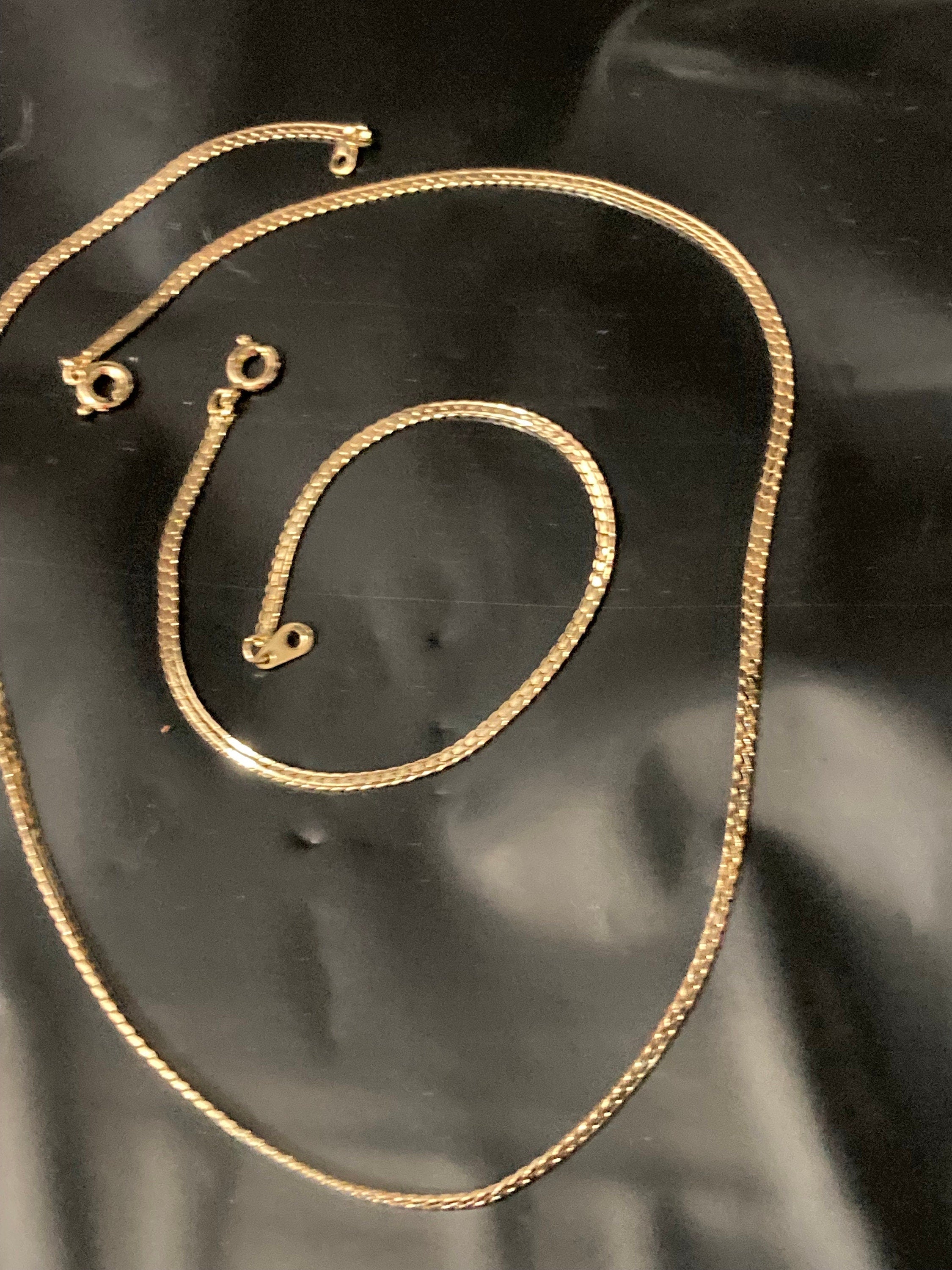 Gold Plated Flat Link Chain Jewellery Set: Fiocchi Italy Necklace Bracelet