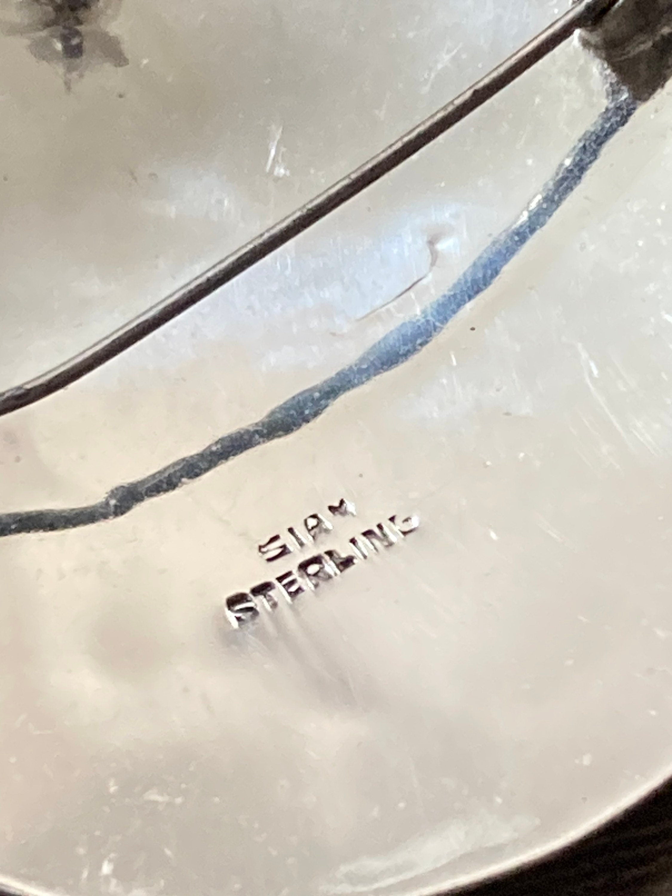 Large Siam silver niello round black brooch 4.5cm 10.3grams