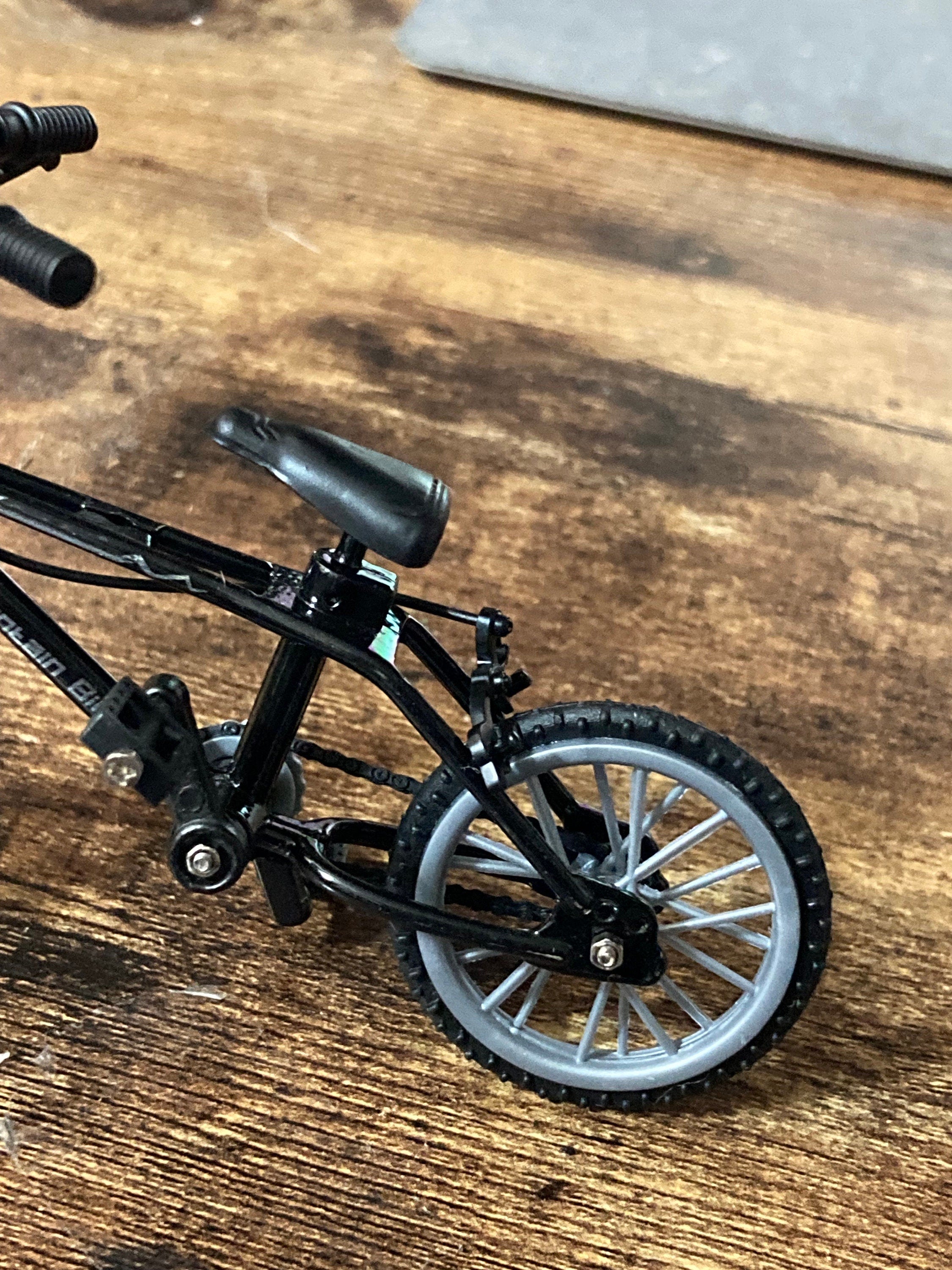 Miniature plastic black mountain bike BMX cake topper decoration