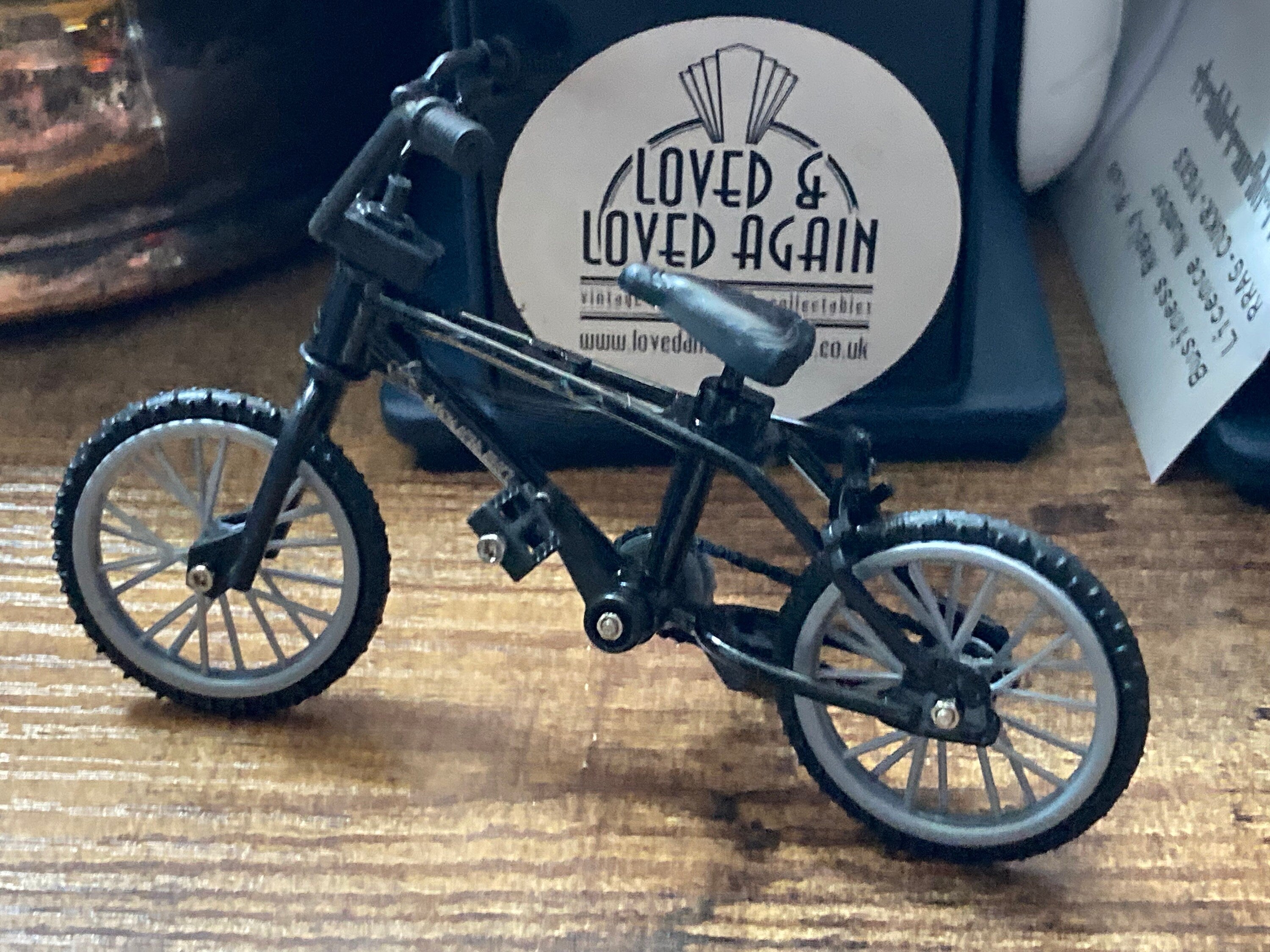 Miniature plastic black mountain bike BMX cake topper decoration