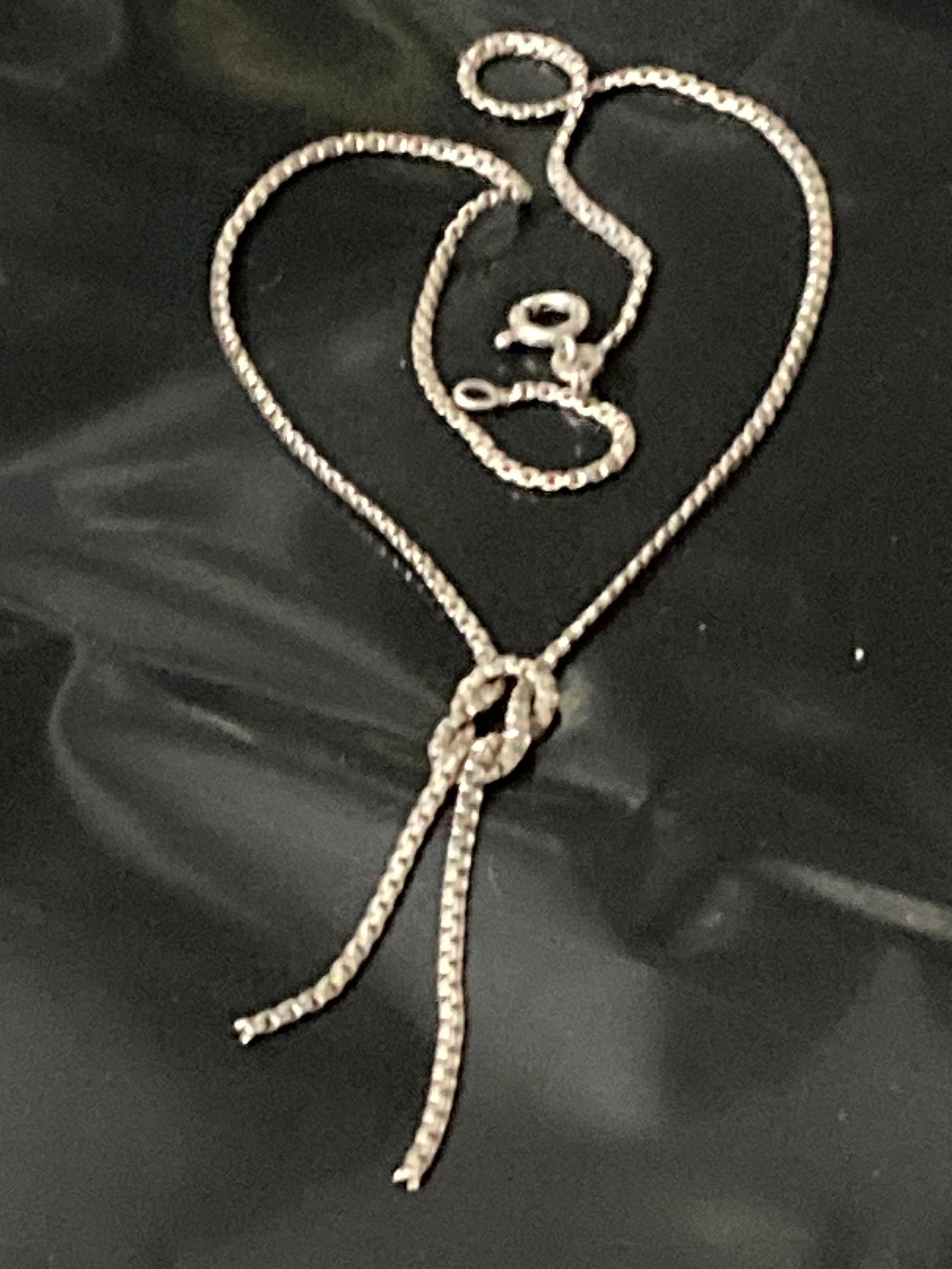 925 Sterling silver box chain knot necklace 39cm 5.7 grams