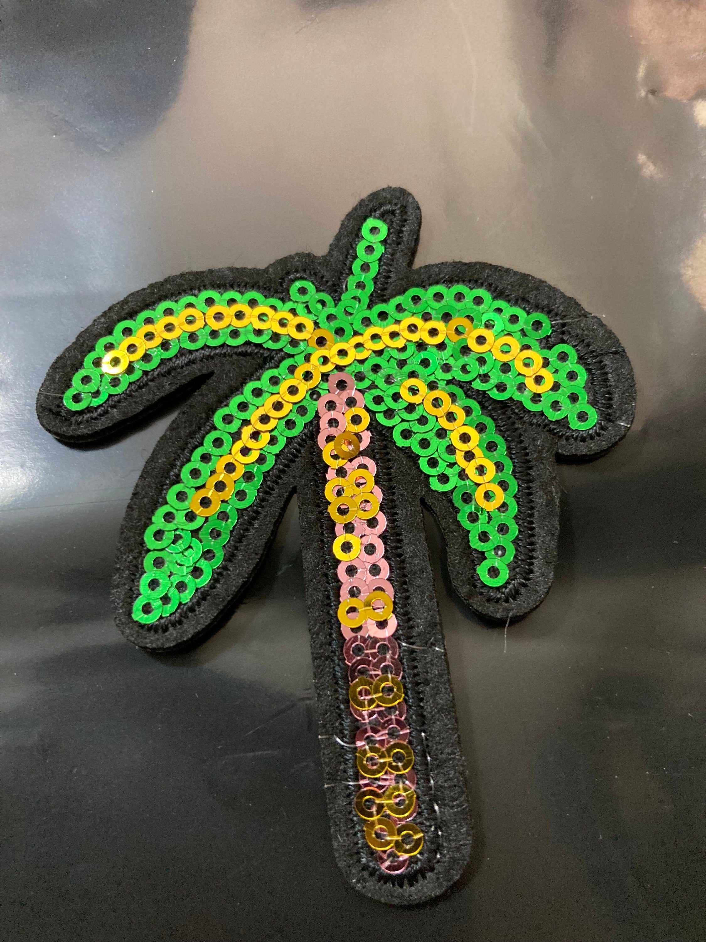 iron on palm tree patch, sewing applique