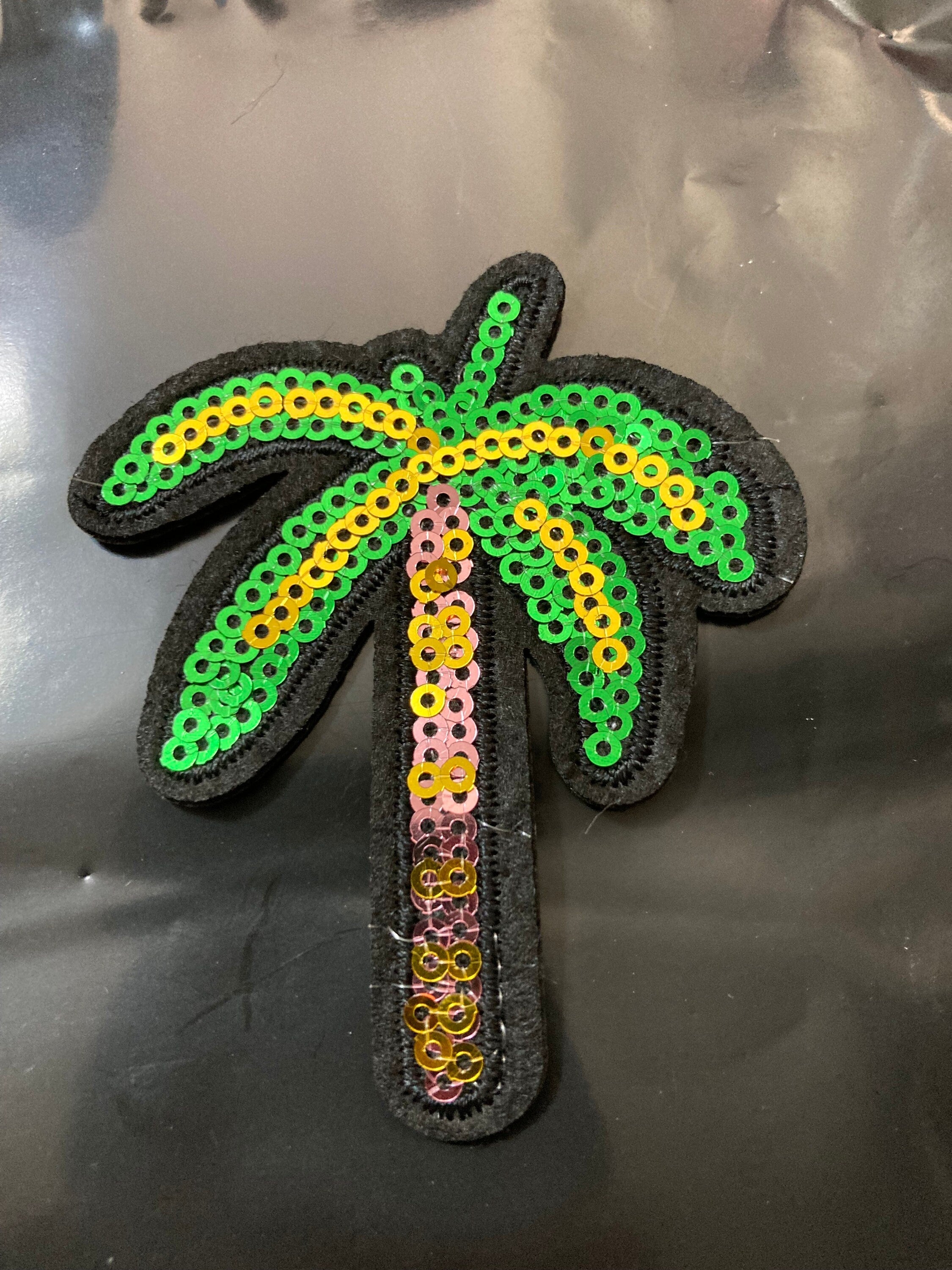 iron on palm tree patch, sewing applique