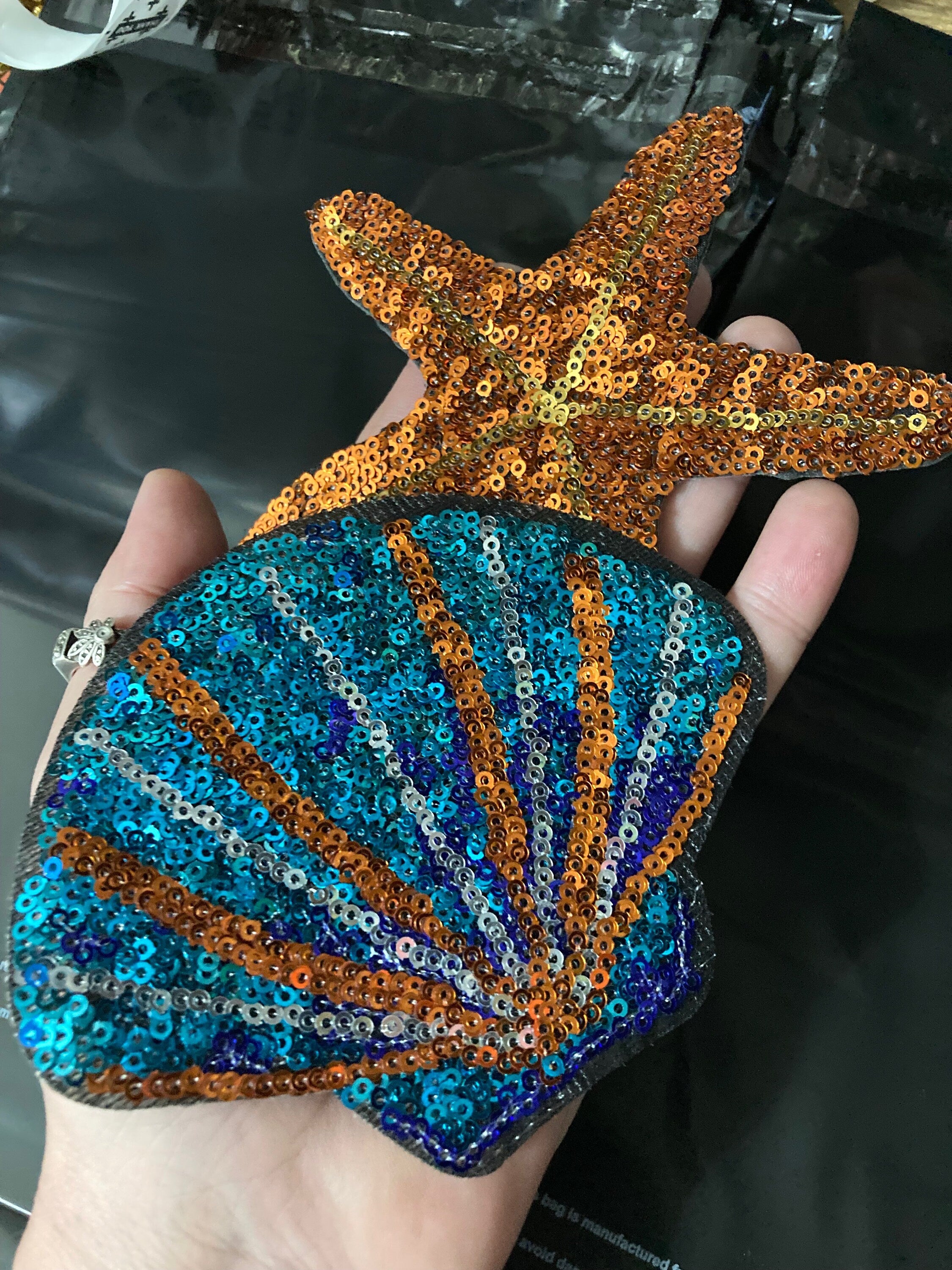 Embroidered Flamingo Iron On Patches: Pink & Silver Appliqués (15cm x 10cm)