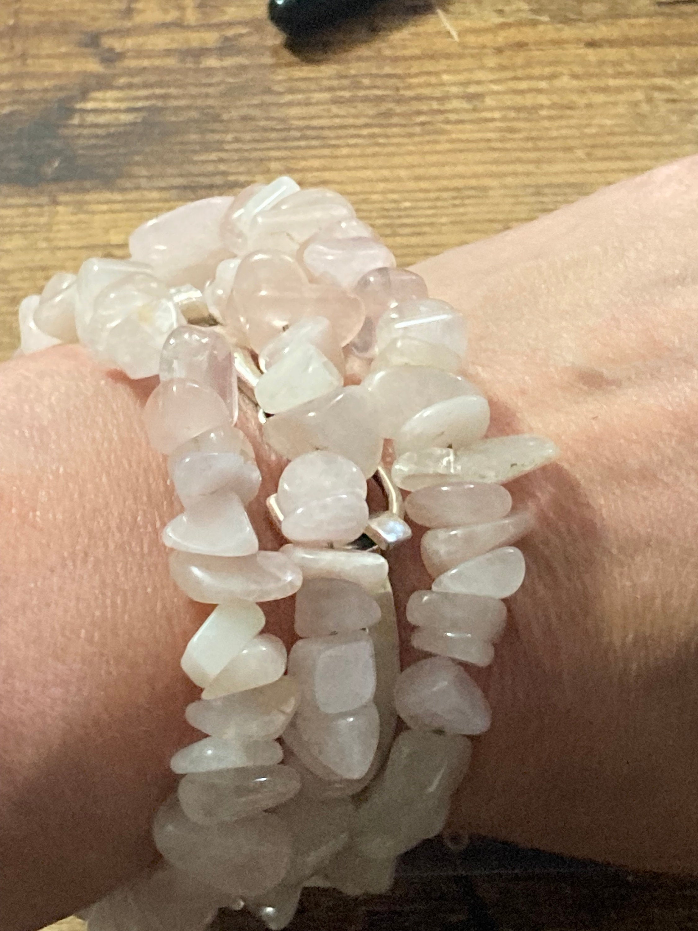Rose quartz and amethyst chunky gemstone wrap bracelet