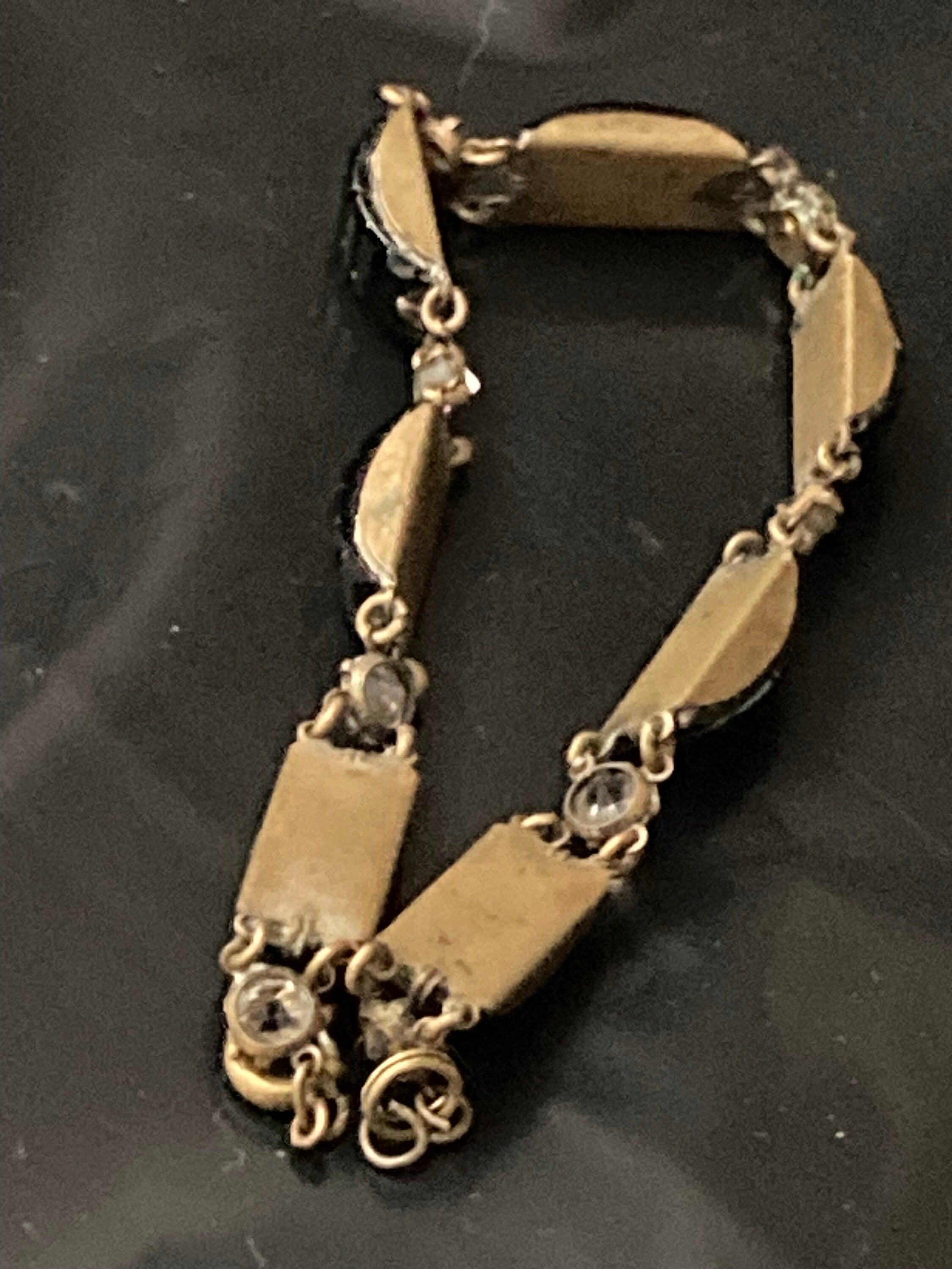 Victorian black Vauxhall glass and clear paste bracelet