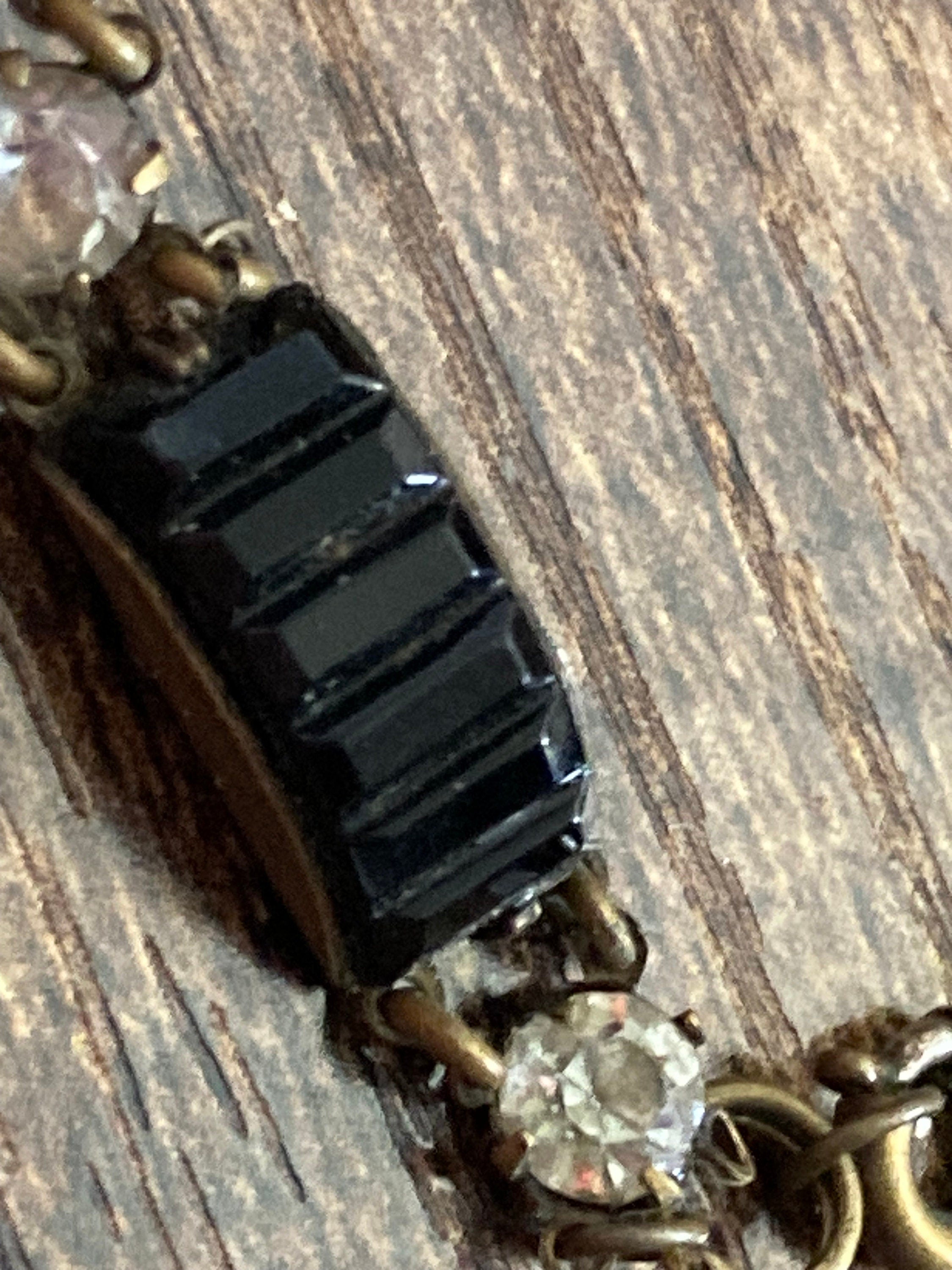 Victorian black Vauxhall glass and clear paste bracelet