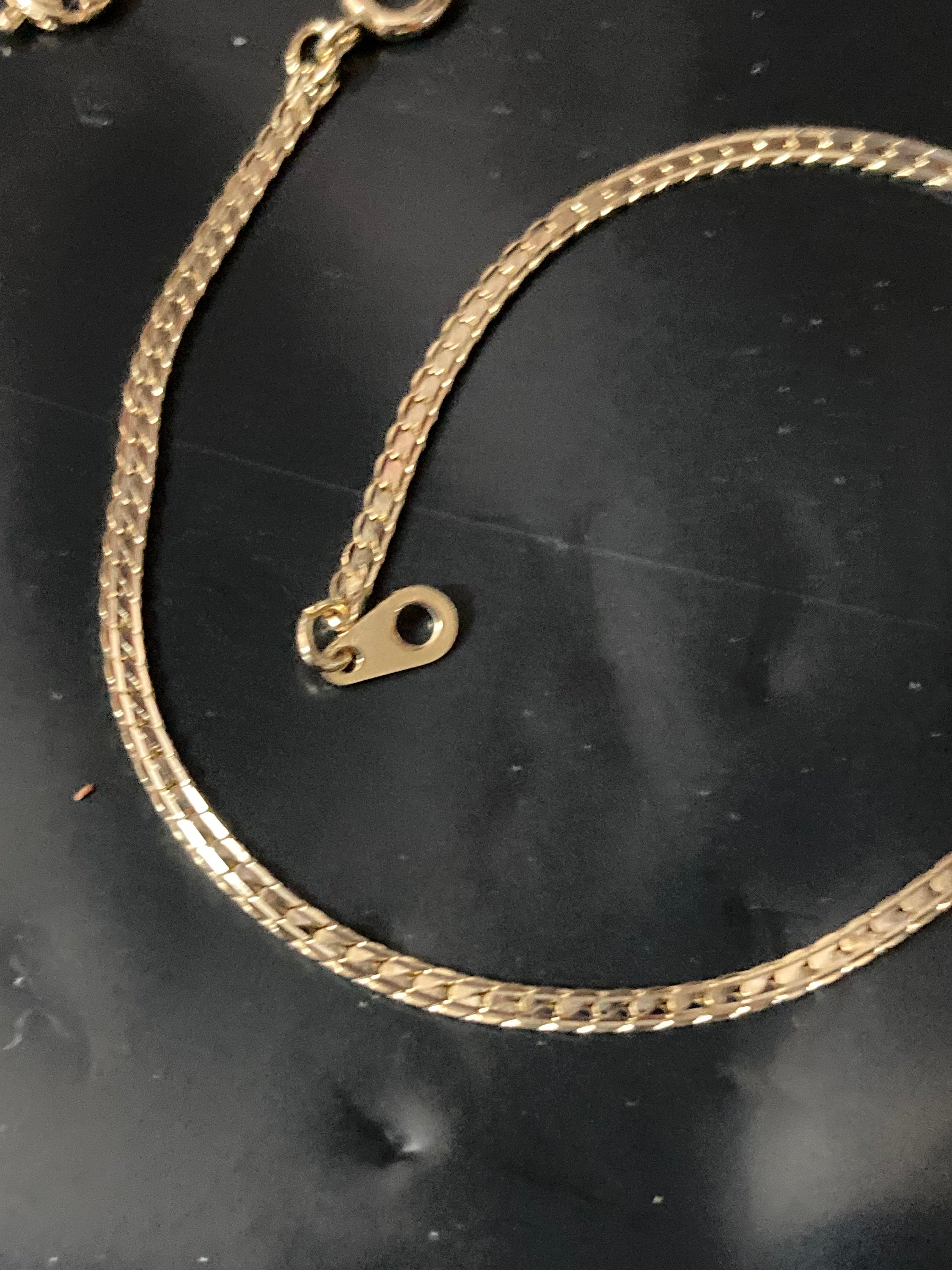 Gold Plated Flat Link Chain Jewellery Set: Fiocchi Italy Necklace Bracelet