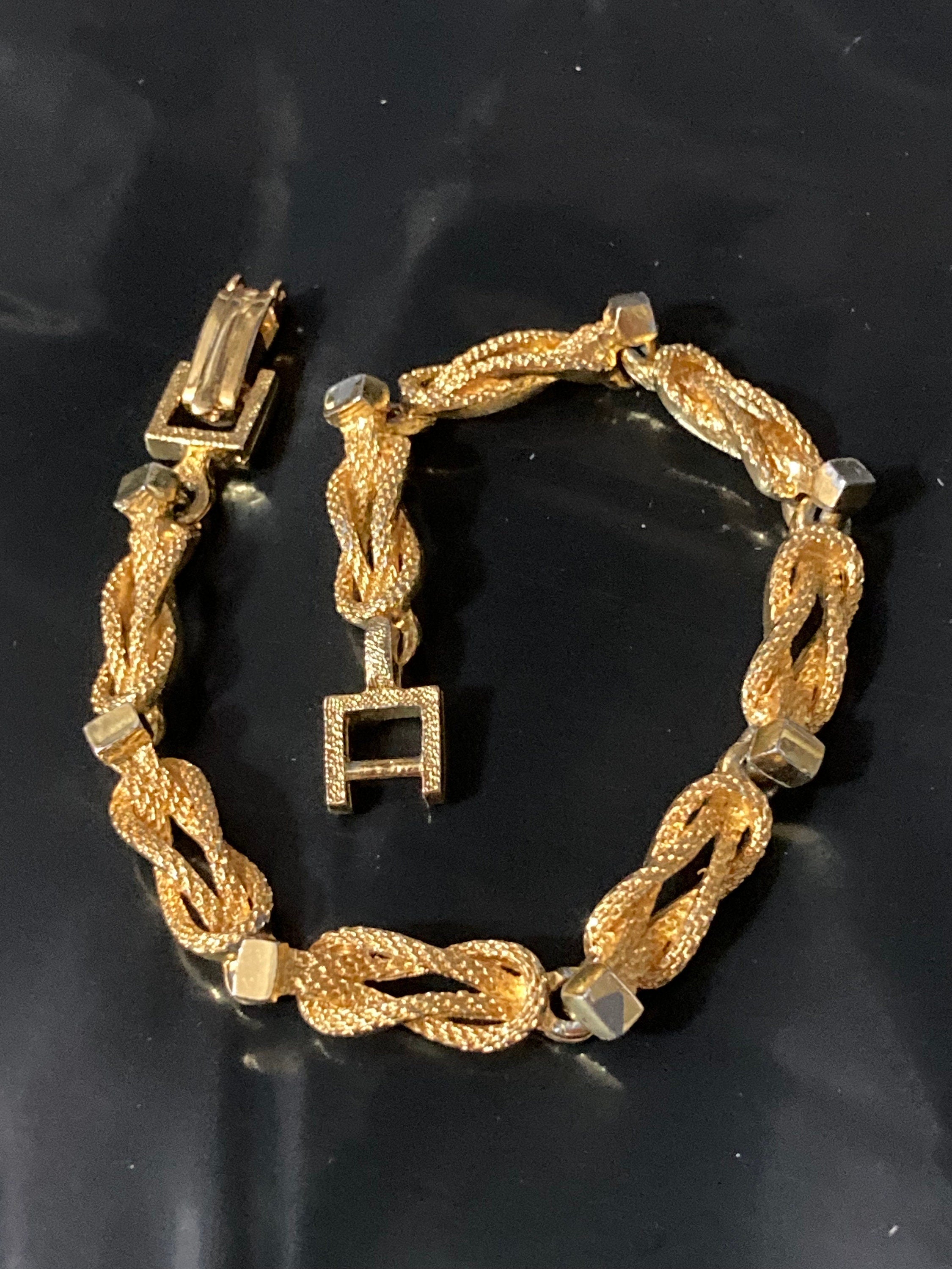 Retro 1980s Gold Plated Rope Chain Link Bracelet - 20cm