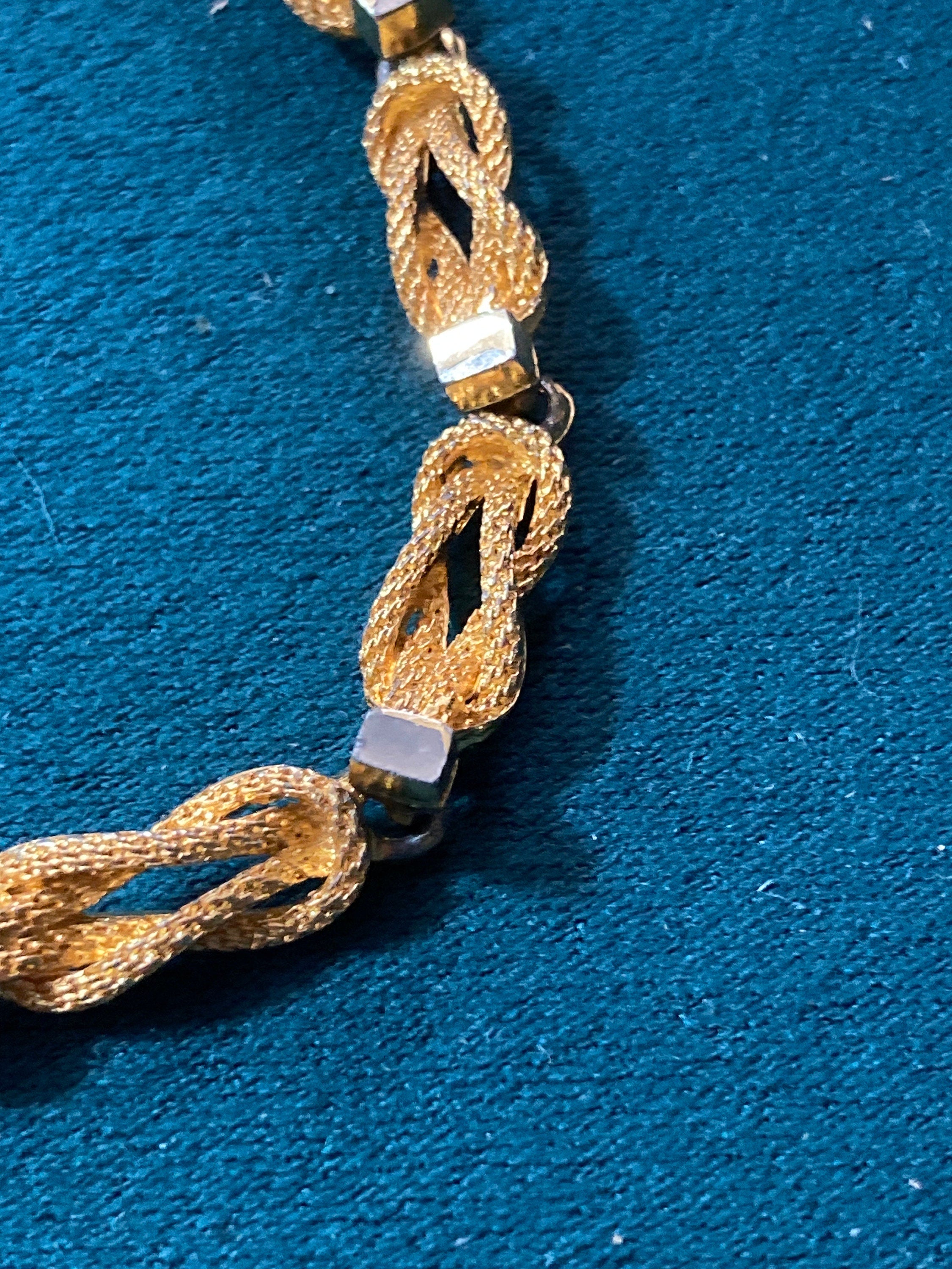 Retro 1980s Gold Plated Rope Chain Link Bracelet - 20cm