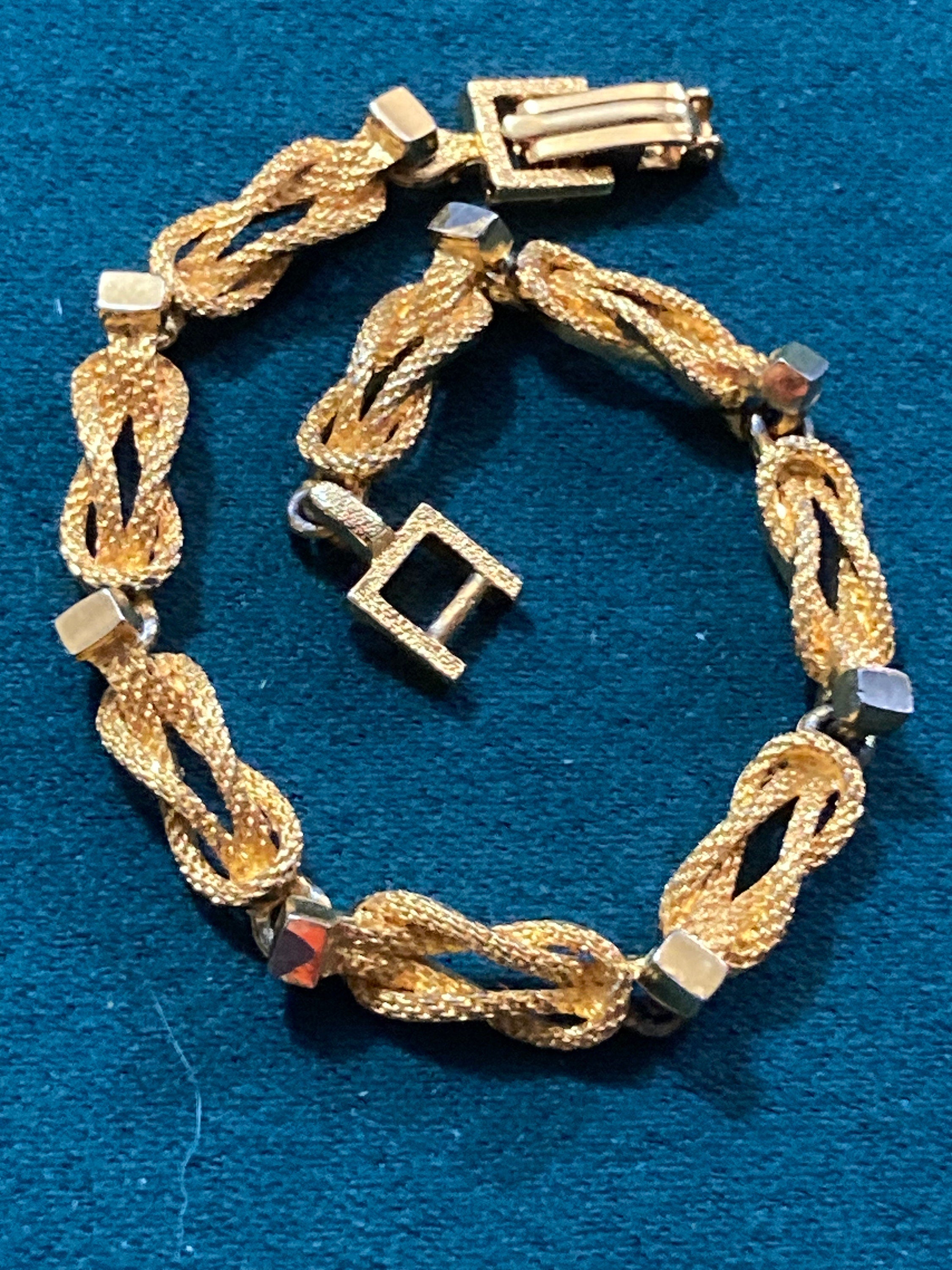 Retro 1980s Gold Plated Rope Chain Link Bracelet - 20cm