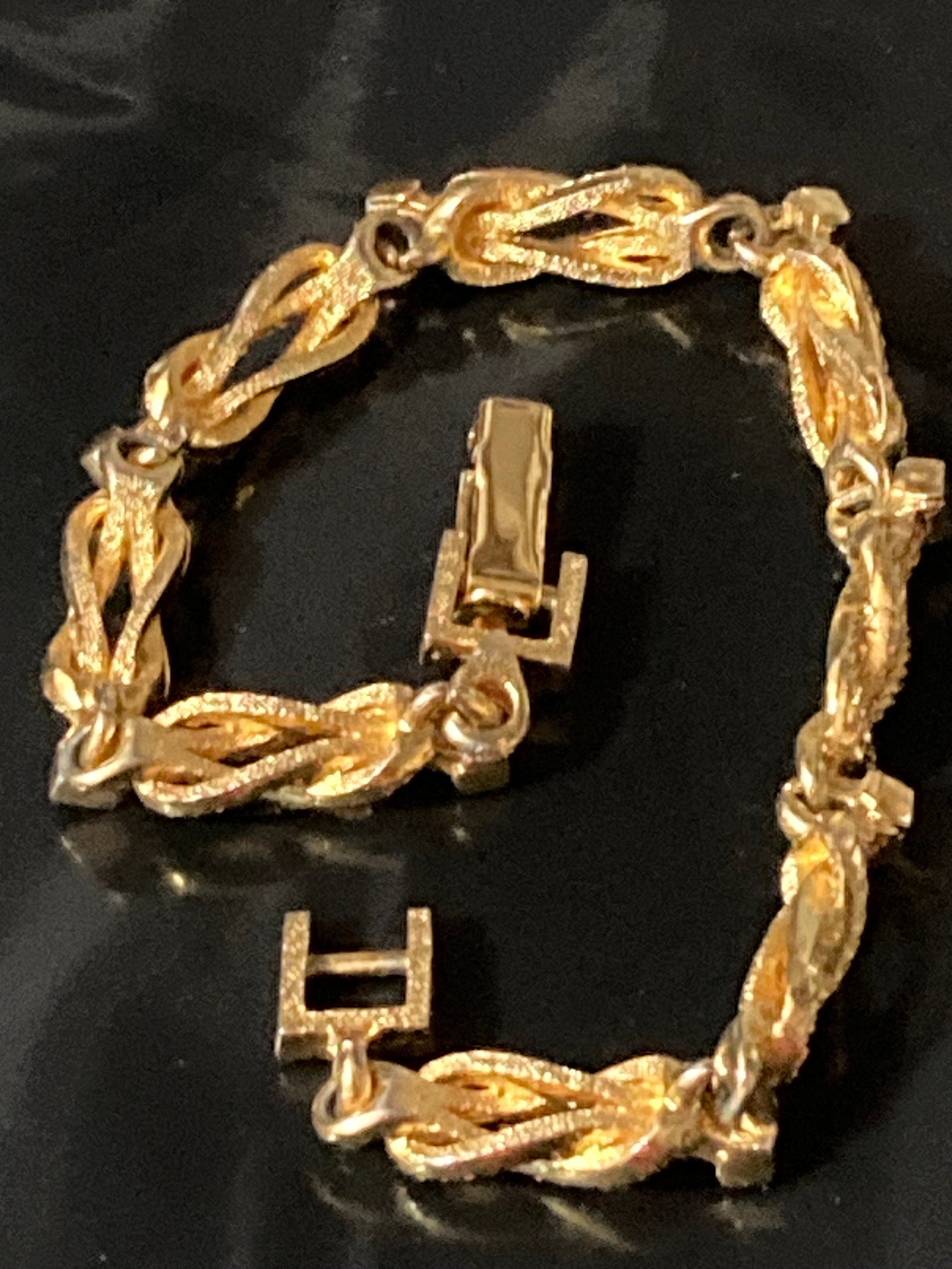 Retro 1980s Gold Plated Rope Chain Link Bracelet - 20cm