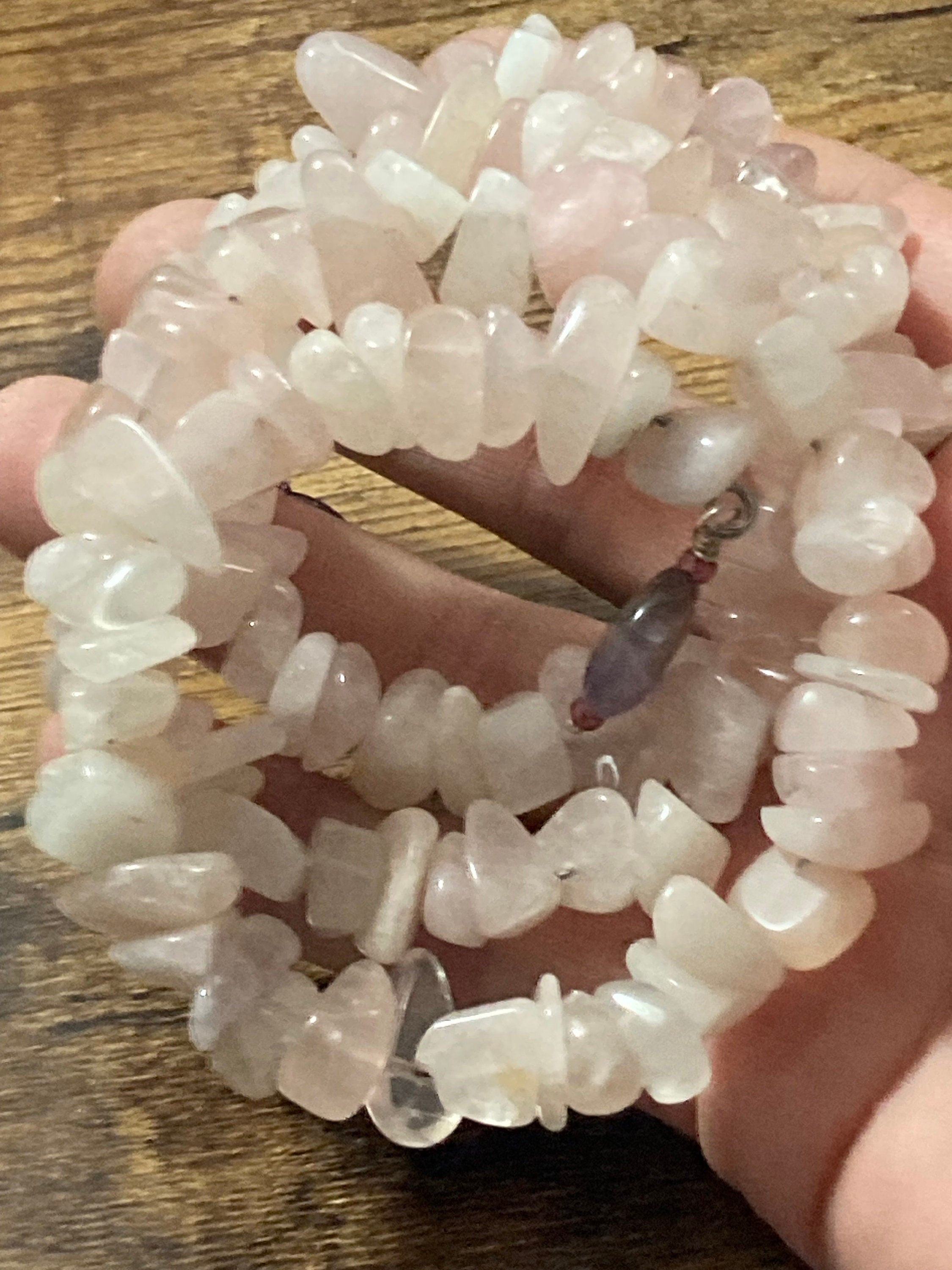 Rose quartz and amethyst chunky gemstone wrap bracelet