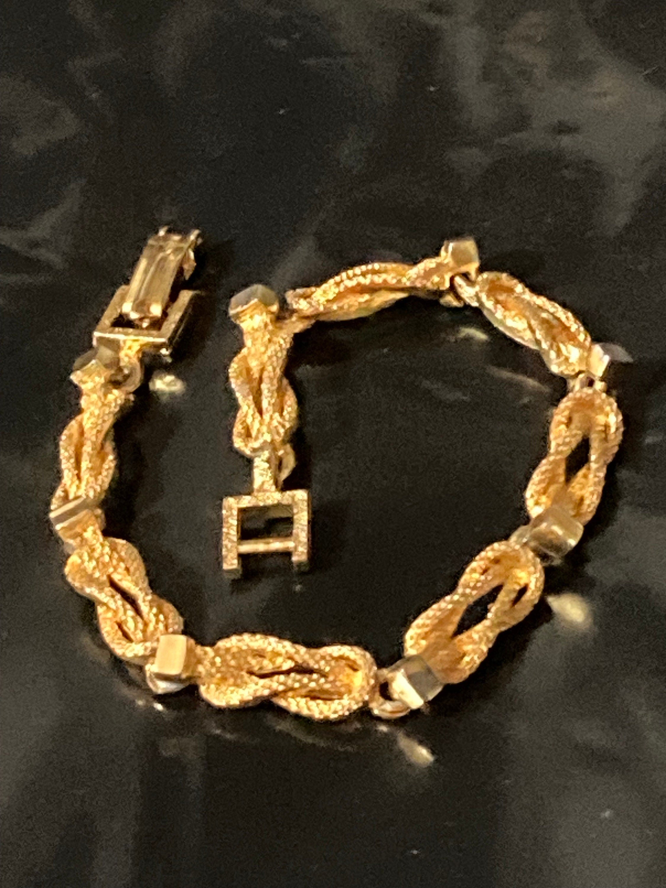 Retro 1980s Gold Plated Rope Chain Link Bracelet - 20cm