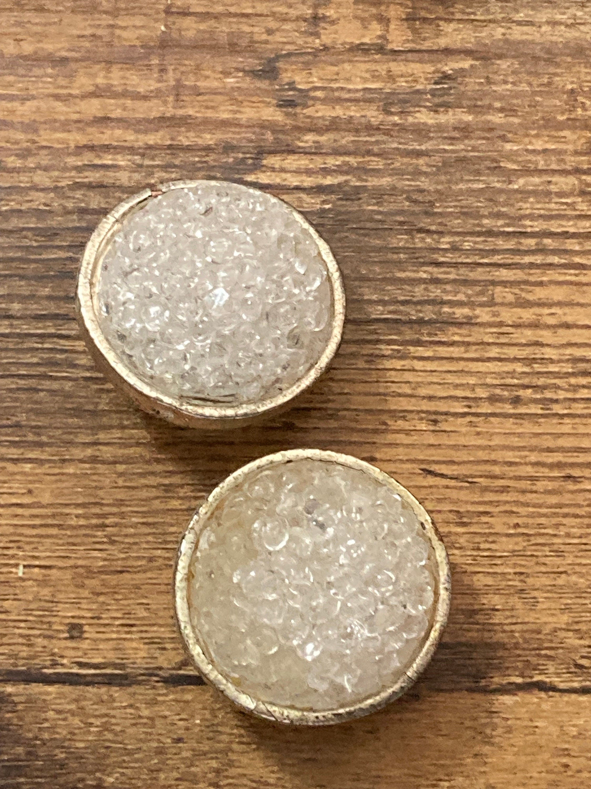 Vintage Edouard Ramboud Paris Clip On Earrings: Silver Tone Acrylic Bobble Domed Design