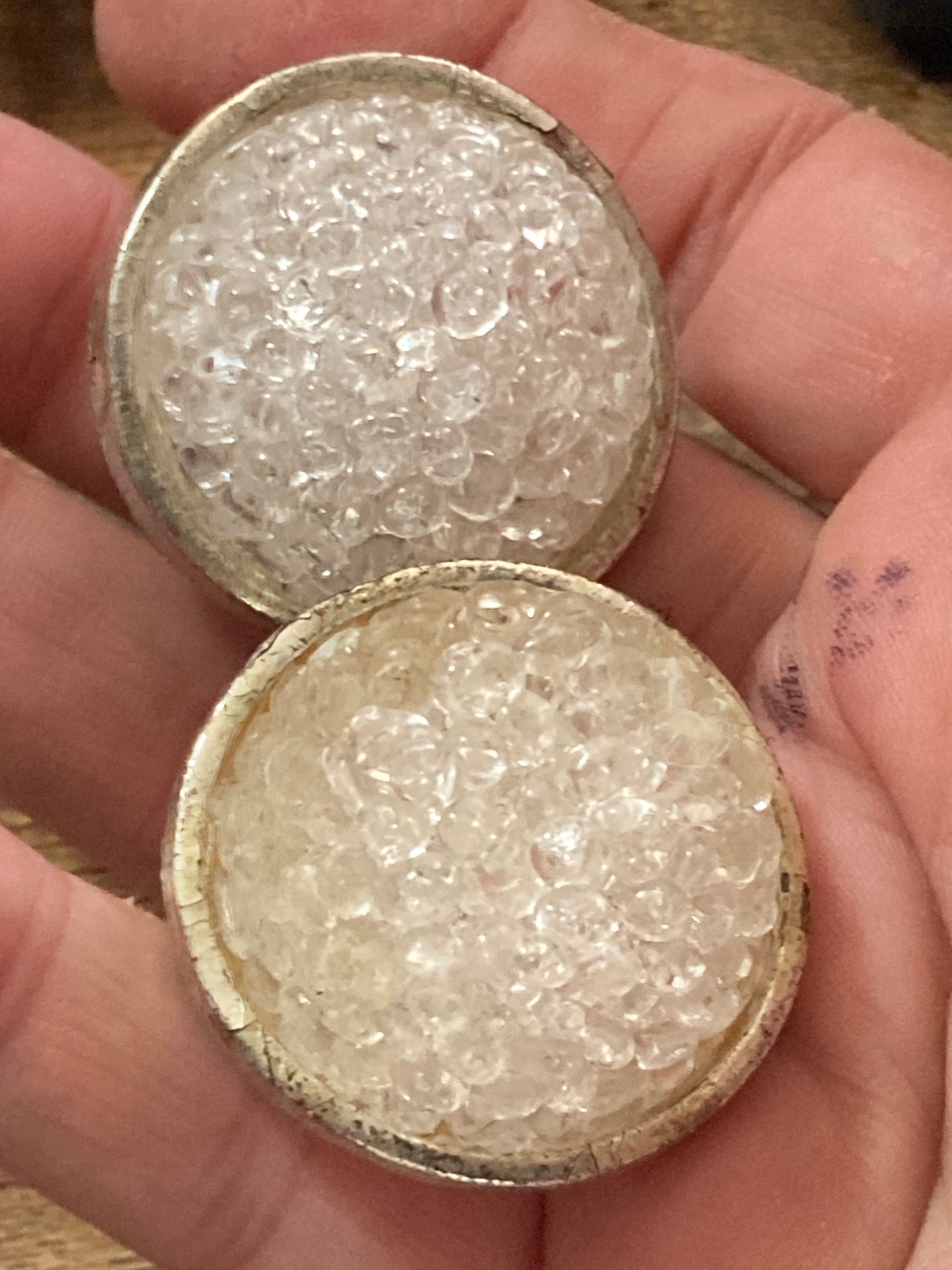 Vintage Edouard Ramboud Paris Clip On Earrings: Silver Tone Acrylic Bobble Domed Design