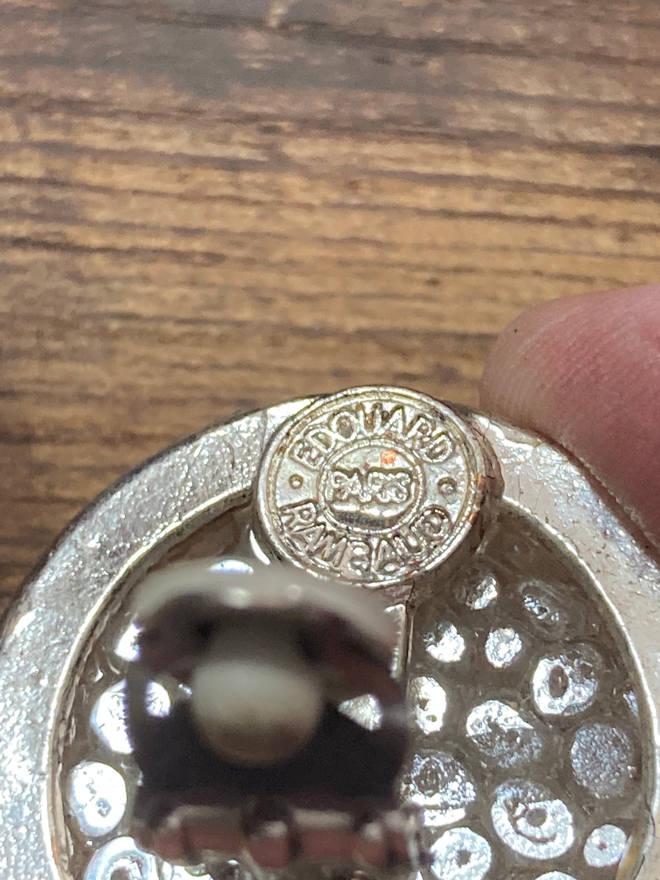 Vintage Edouard Ramboud Paris Clip On Earrings: Silver Tone Acrylic Bobble Domed Design