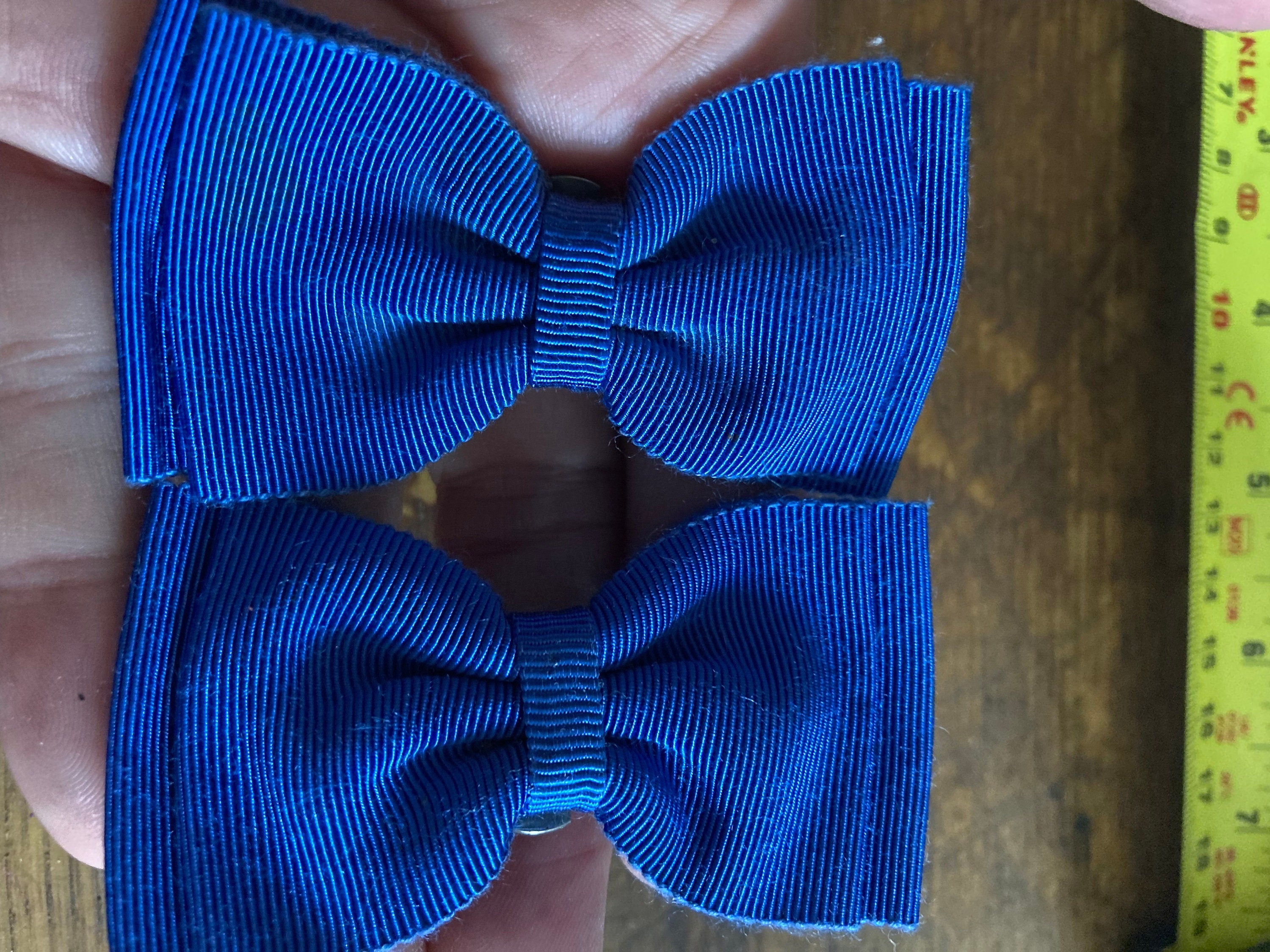 Vintage pair of bright blue GROSGRAIN ribbon BOW shoe clips