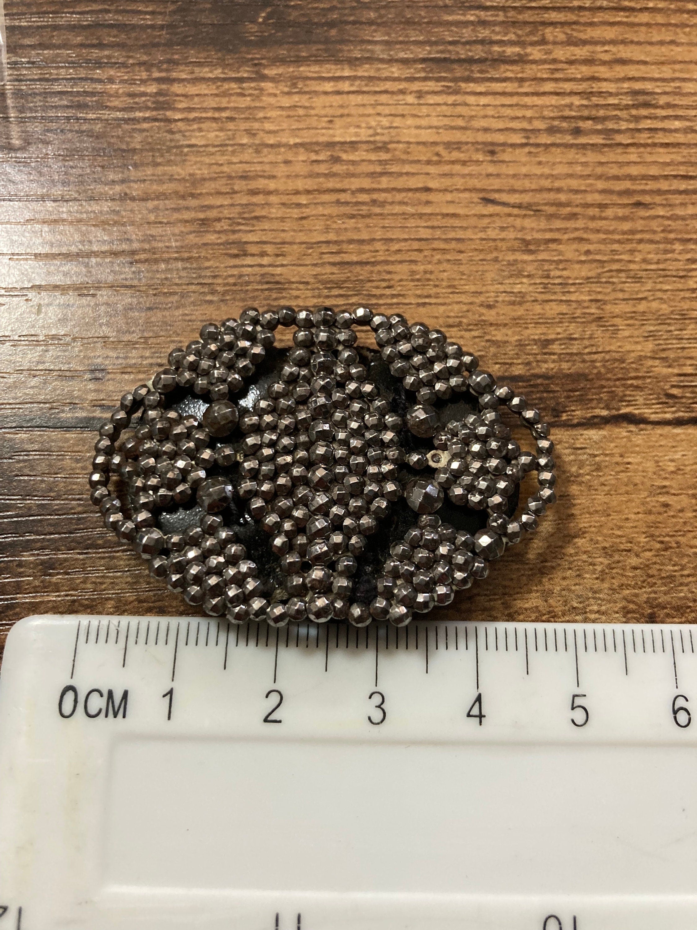 Pair of Antique Georgian Cut Steel Marcasite Metal Vintage shoe buckles Dressmaking couture steampunk