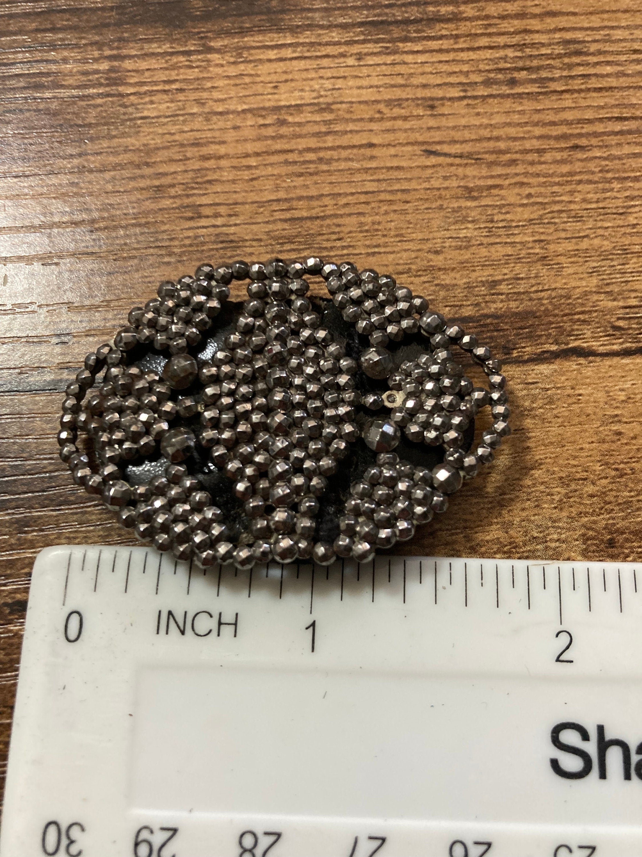 Pair of Antique Georgian Cut Steel Marcasite Metal Vintage shoe buckles Dressmaking couture steampunk