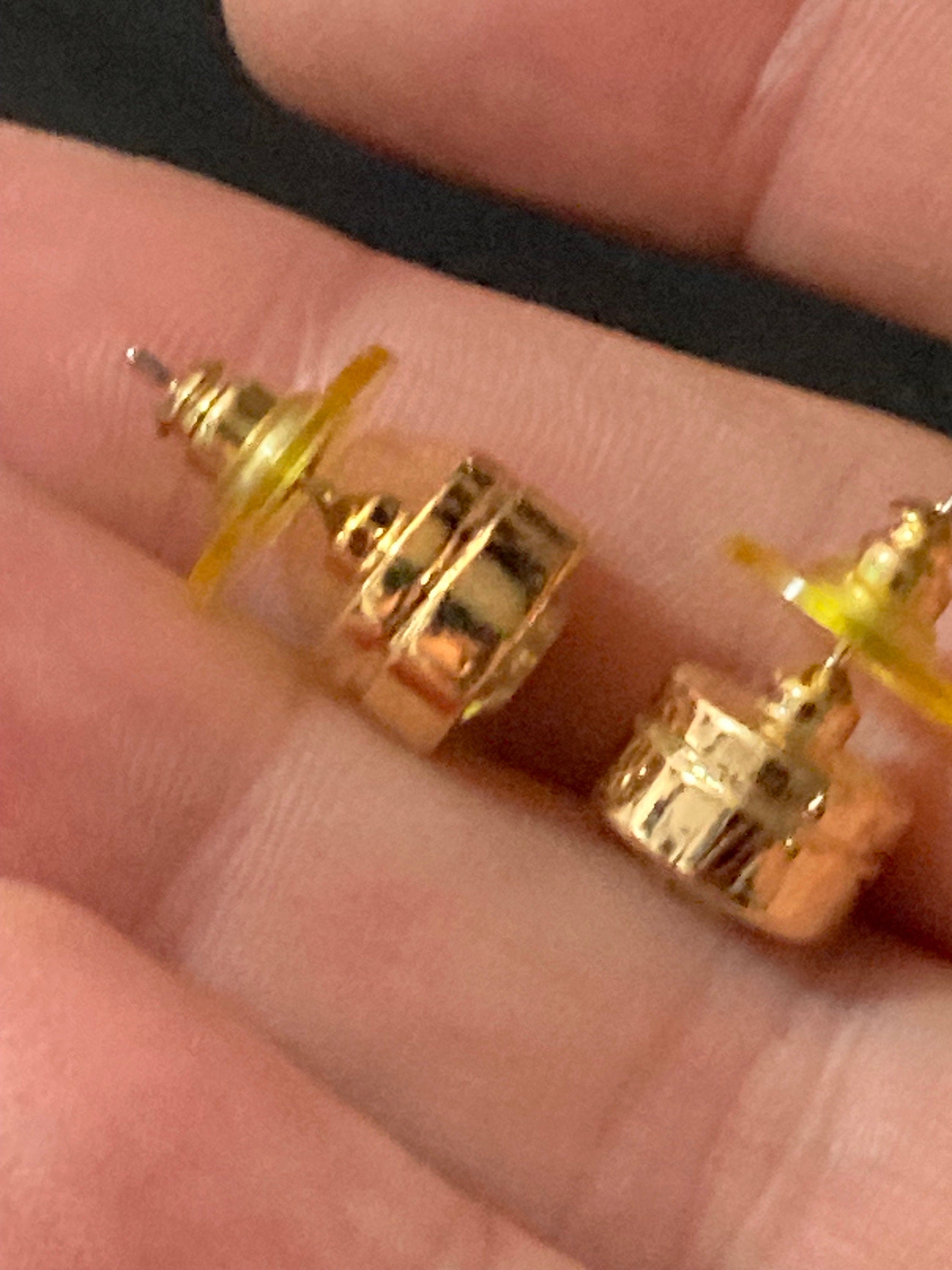 1980s Gold Plated big Diamanté Stud Earrings