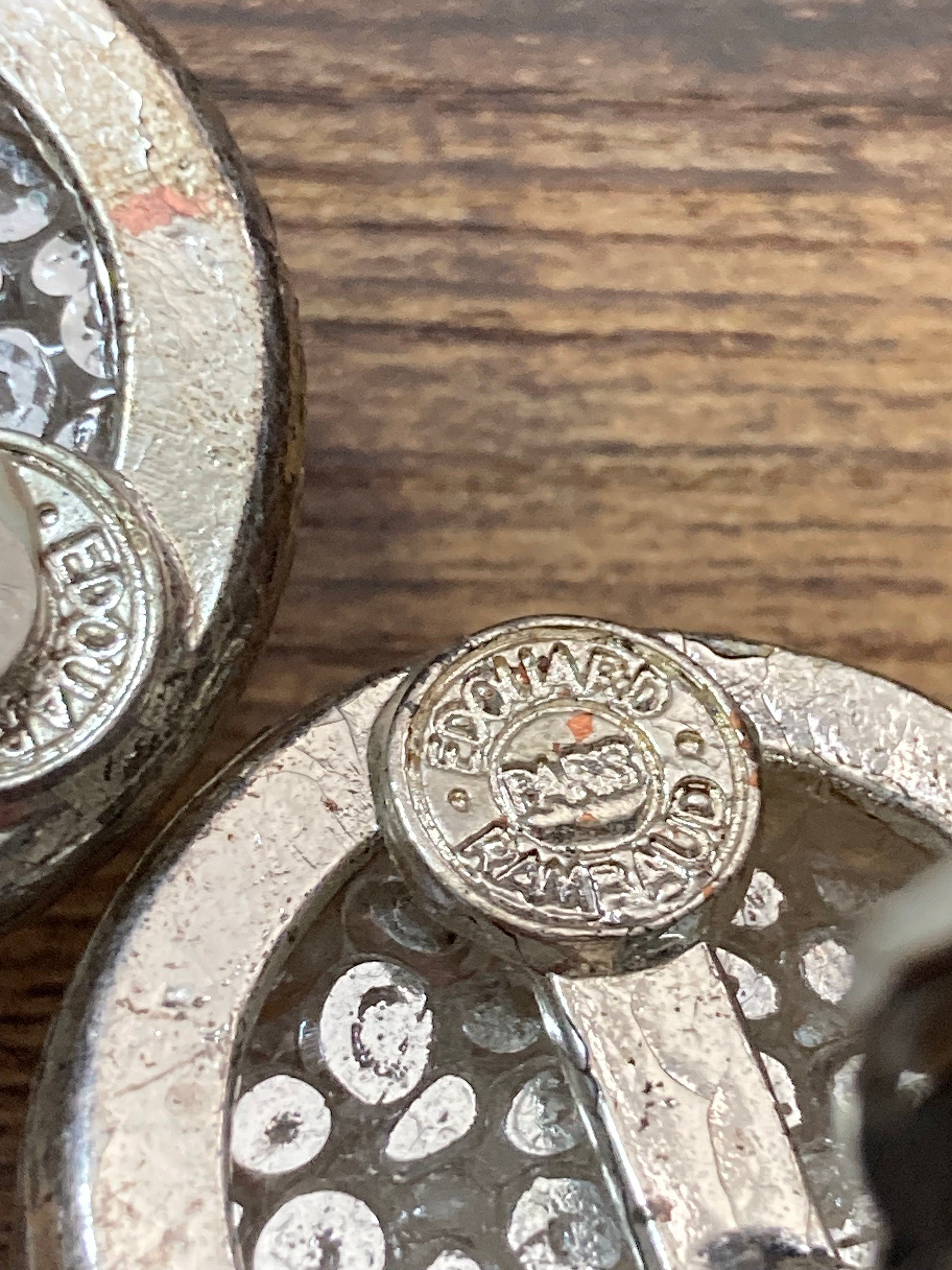 Vintage Edouard Ramboud Paris Clip On Earrings: Silver Tone Acrylic Bobble Domed Design