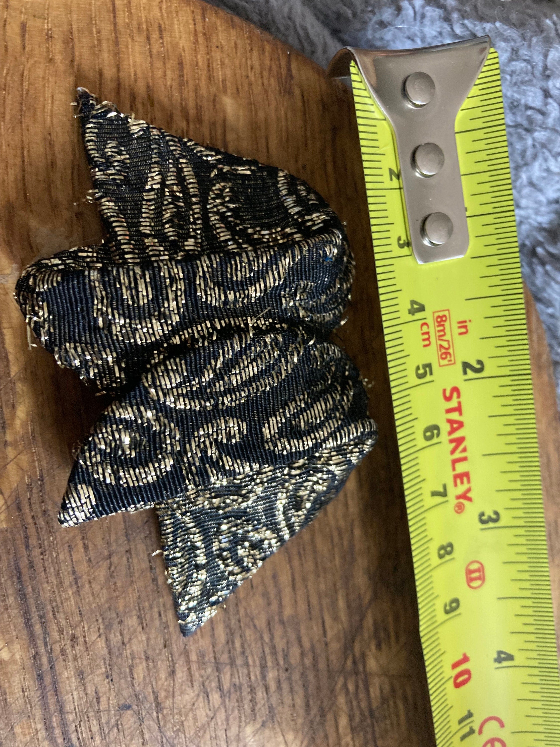 pair of Black and gold ribbon polka dot BOW shoe clips