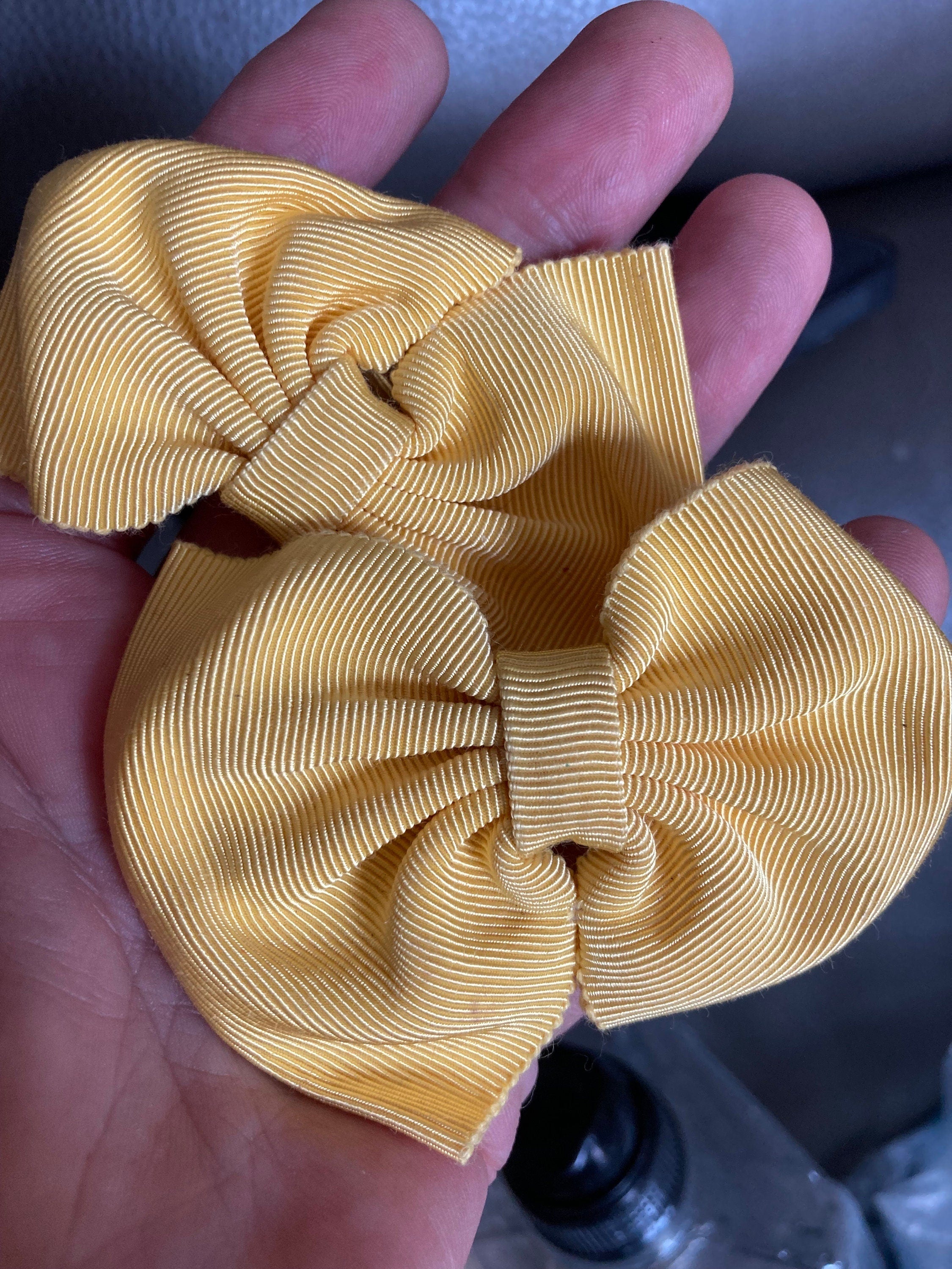 Vintage pair of primrose yellow GROSGRAIN ribbon BOW shoe clips