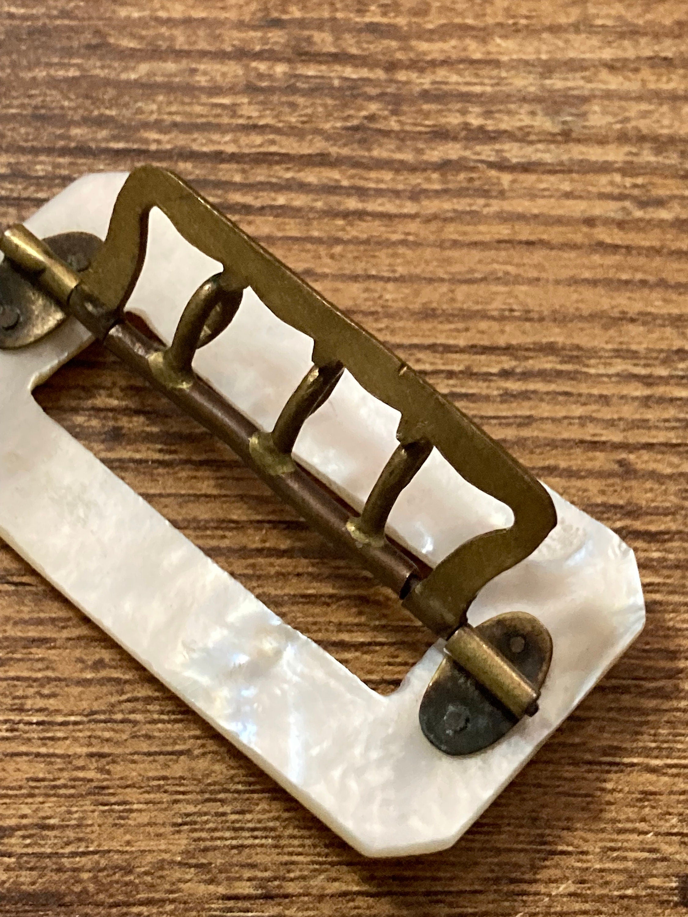 Antique Georgian 1800s 1900s Large MOP Mother of Pearl Carved Ornate 3 prong Belt Buckle Haberdashery Bridal Steampunk Sewing