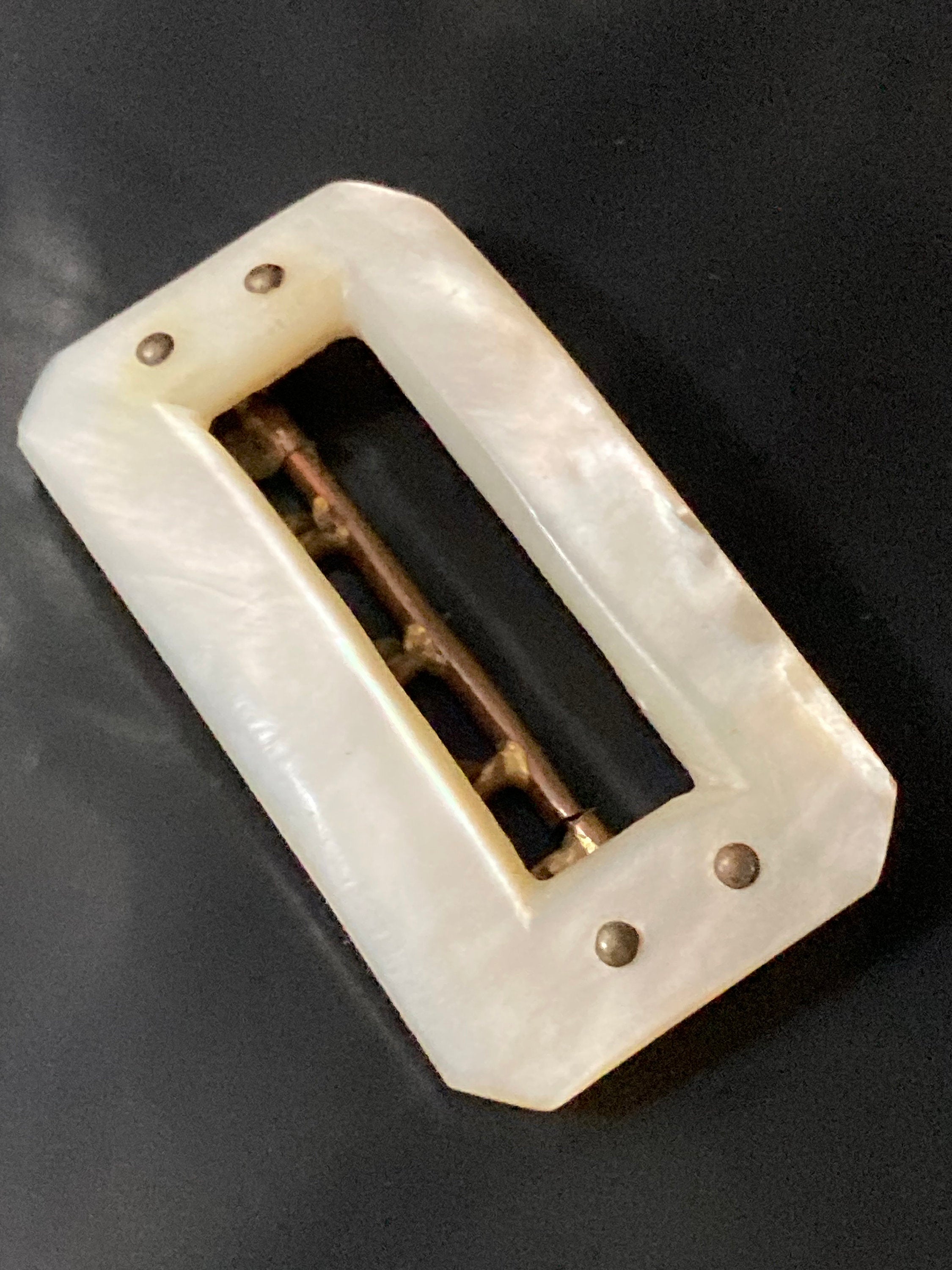 Antique Georgian 1800s 1900s Large MOP Mother of Pearl Carved Ornate 3 prong Belt Buckle Haberdashery Bridal Steampunk Sewing