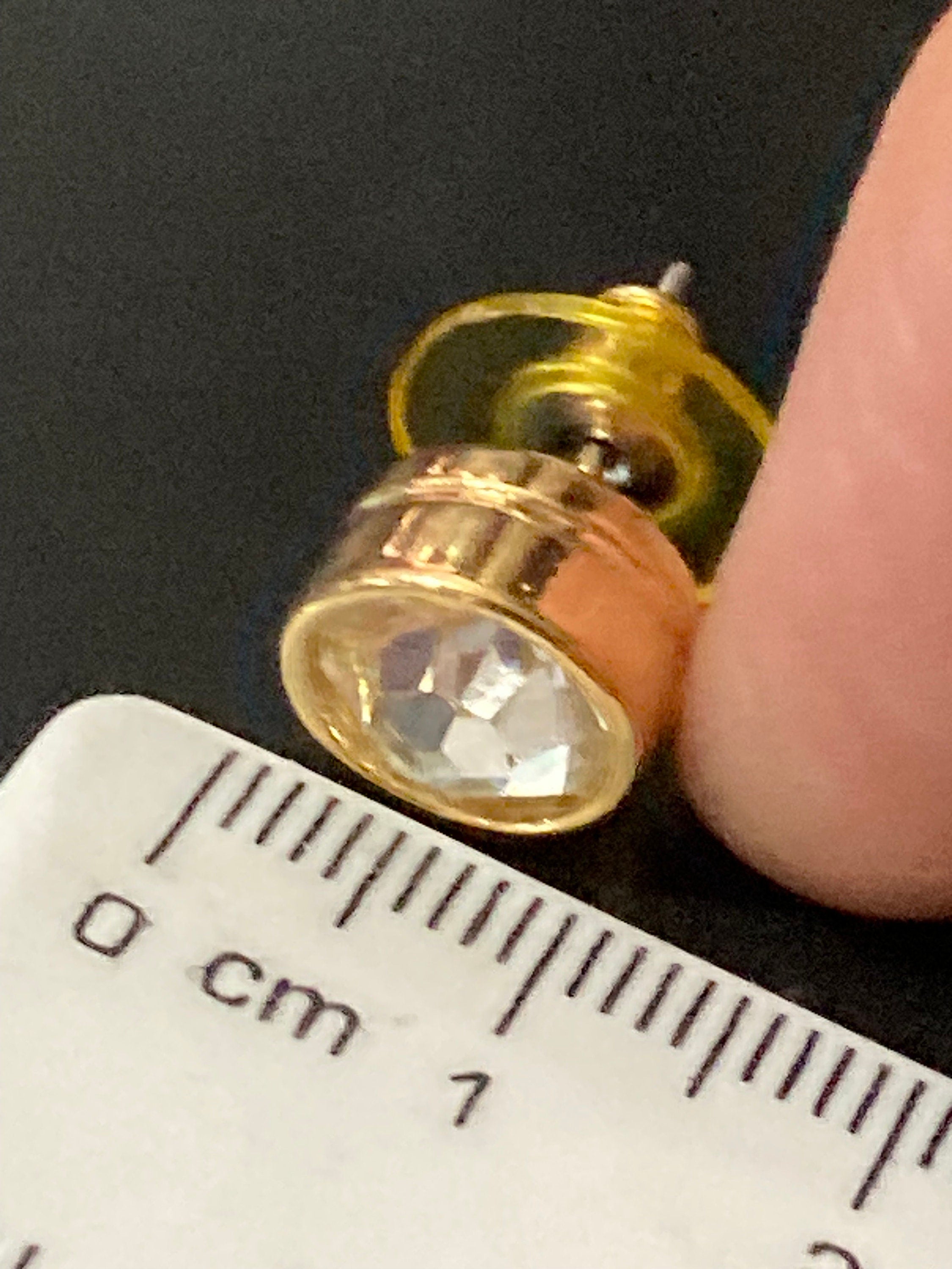 1980s Gold Plated big Diamanté Stud Earrings